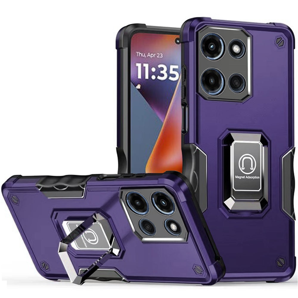 For Motorola Moto G 5G 2025 Hybrid Stand Magnetic Ring Holder Kickstand Heavy Duty Rugged Drop Silicone & Hard PC Shockproof Case Cover
