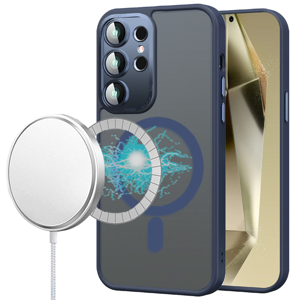 For Apple iPhone 16e (E edition) Complete Protection HQ Matte Translucent Hybrid Shockproof w/ Camera Protector Compatible with MagSafe Case Cover Blue