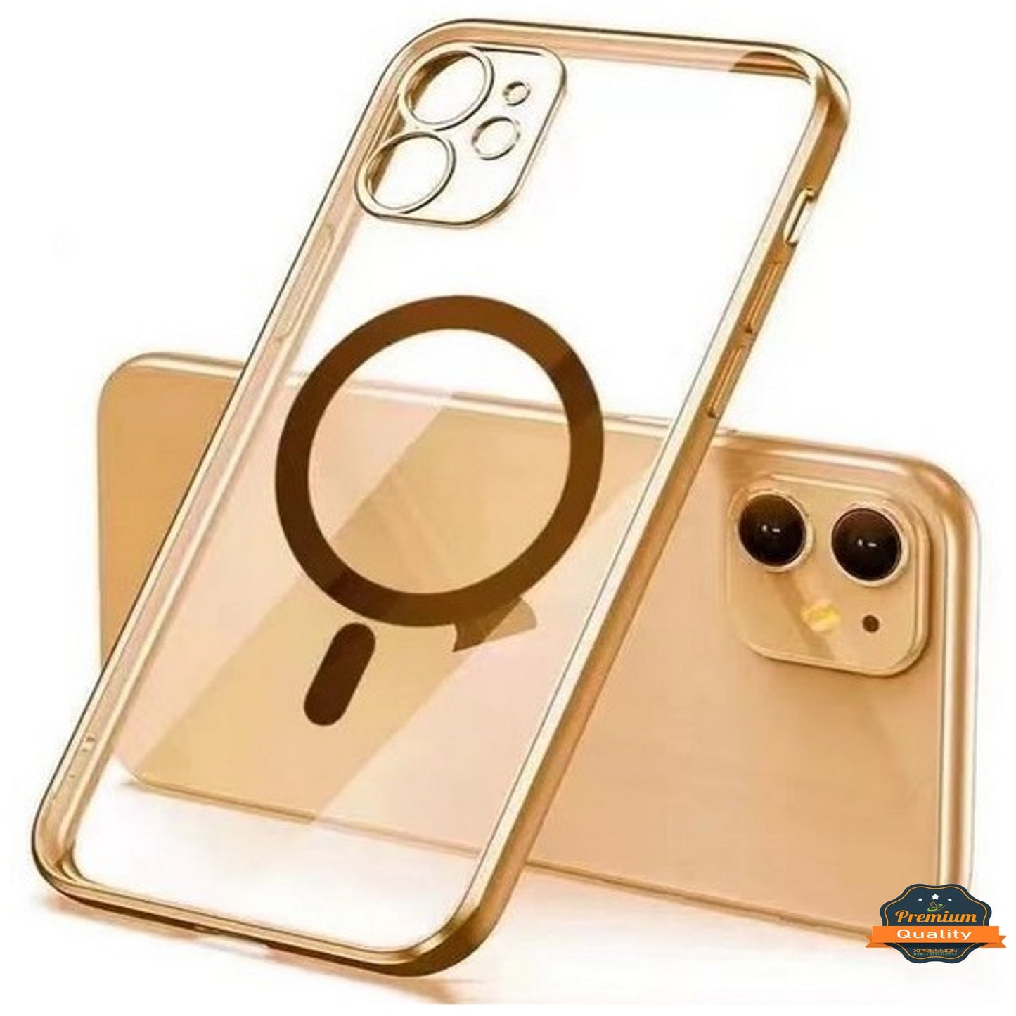 For Apple iPhone 15 Pro (6.1") Hybrid Clear with Plating Chrome Frame & Camera Protection Compatible with Magsafe Phone Case Cover