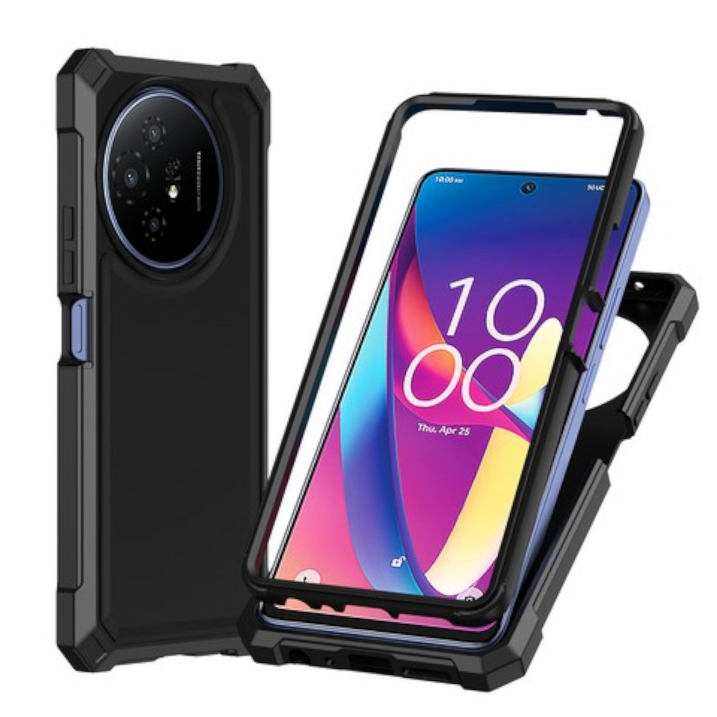 For TCL K24 /TCL K23 Hybrid 2in1 Front Bumper Frame Cover Square Edge Shockproof Soft TPU + Hard PC Anti-Slip Heavy Duty Case Cover Black