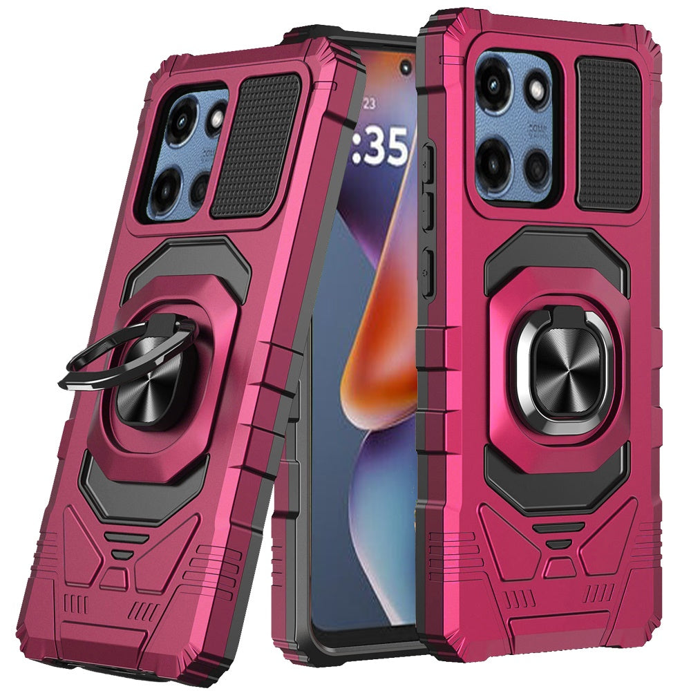 For Motorola Moto G 5G 2025 Hybrid Dual Layer with 360° Rotate Magnetic Ring Stand Holder Kickstand TPU Rugged PC Shockproof Case Cover