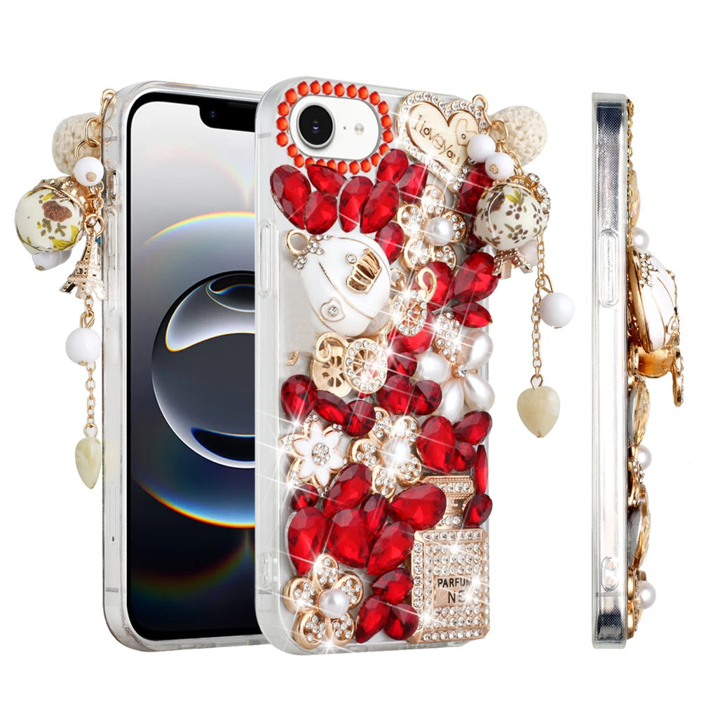 For Apple iPhone 16e (E edition) Bling Crystal 3D Full Diamonds Luxury Sparkle Rhinestone Hybrid Protective Case Cover