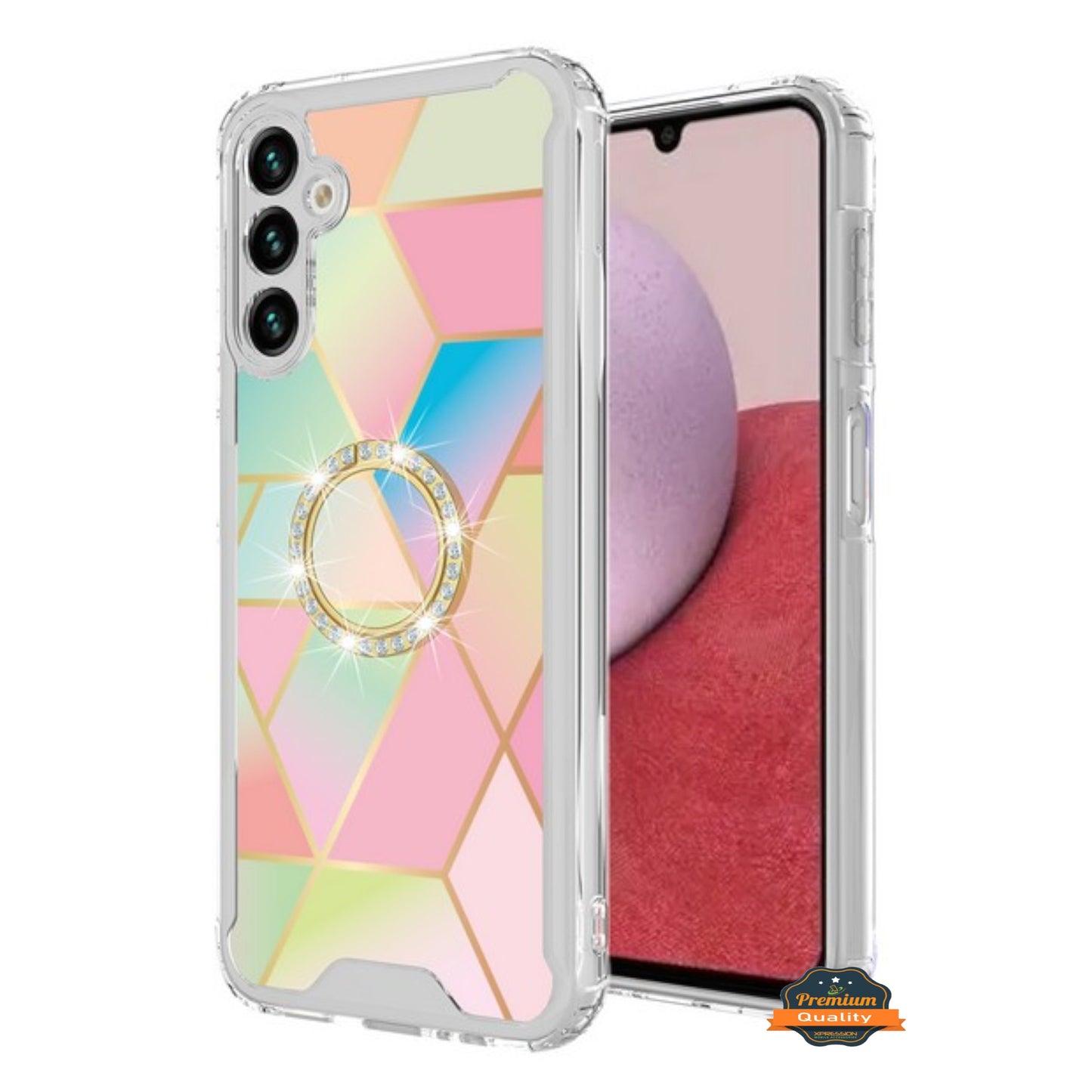 For Samsung Galaxy A26 Fashion Design Bling Diamond Hybrid Protective Case, Ring Kickstand Hard PC + TPU Case Cover