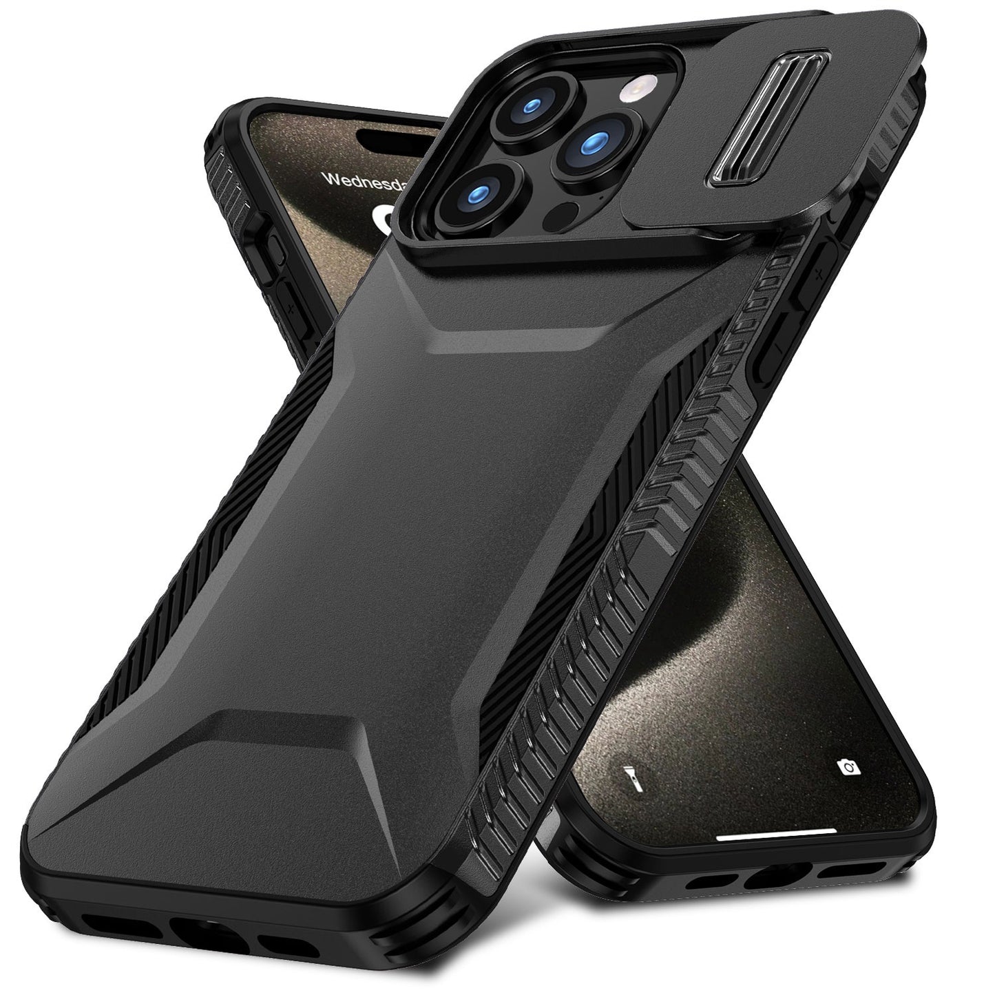 For Samsung Galaxy A16 5G Slim Fit Shockproof Hybrid with Slide Camera Window Covering, Rugged Tpu Silicone Hard PC Bumper Case Cover