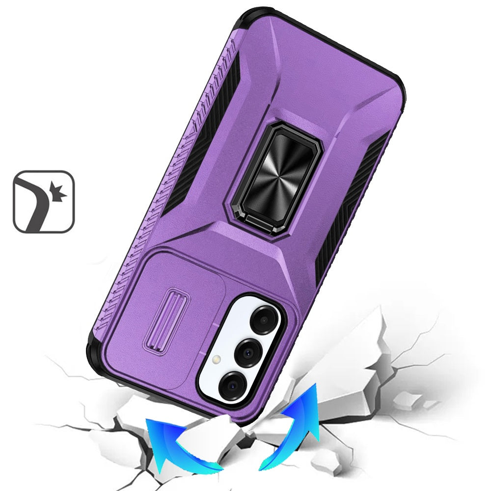 For Samsung Galaxy A26 Case, Camera Cover with Magnetic Rotation Ring Stand, Military Grade Hybrid Hard TPU Shockproof Case Cover