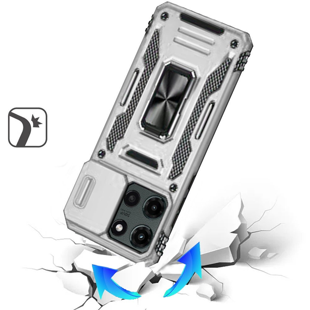 For Motorola Moto G Stylus 5G 2025 Tough Hybrid Case with Movable Camera Window & Metal Ring Stand Shockproof Case Cover