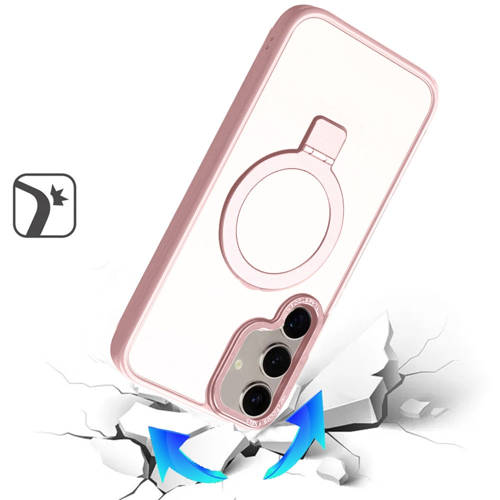 For Samsung Galaxy S25+ /S25 Plus /S24+ Plus Magnetic Metal Matte with Built-in MagSafe Stand, Hybrid Shockproof Armor, TPU Frame Case Cover