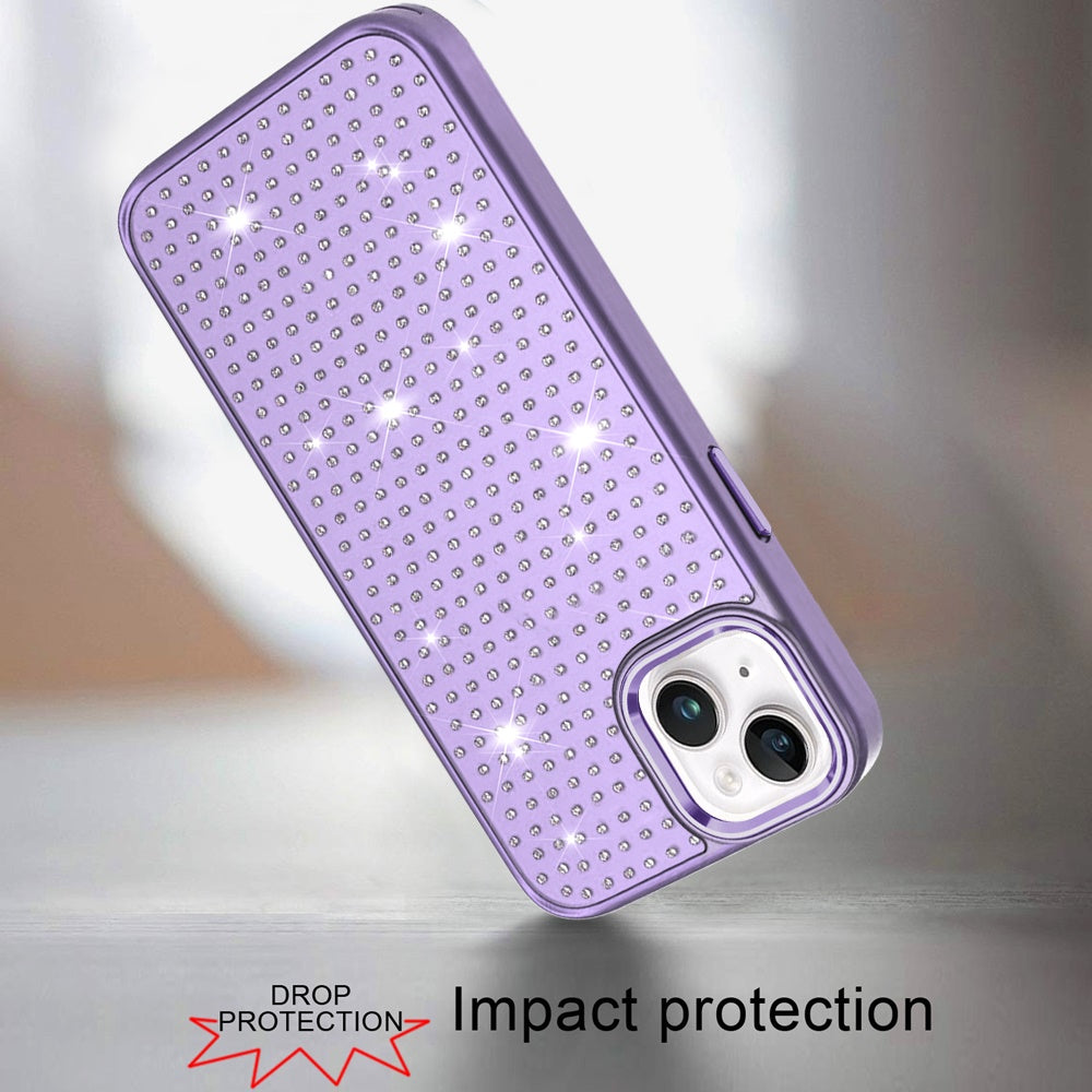 For Apple iPhone 17 Bling Diamond Metallic, Full Sparkle Chrome Edged Hybrid Protective Shockproof Case Cover