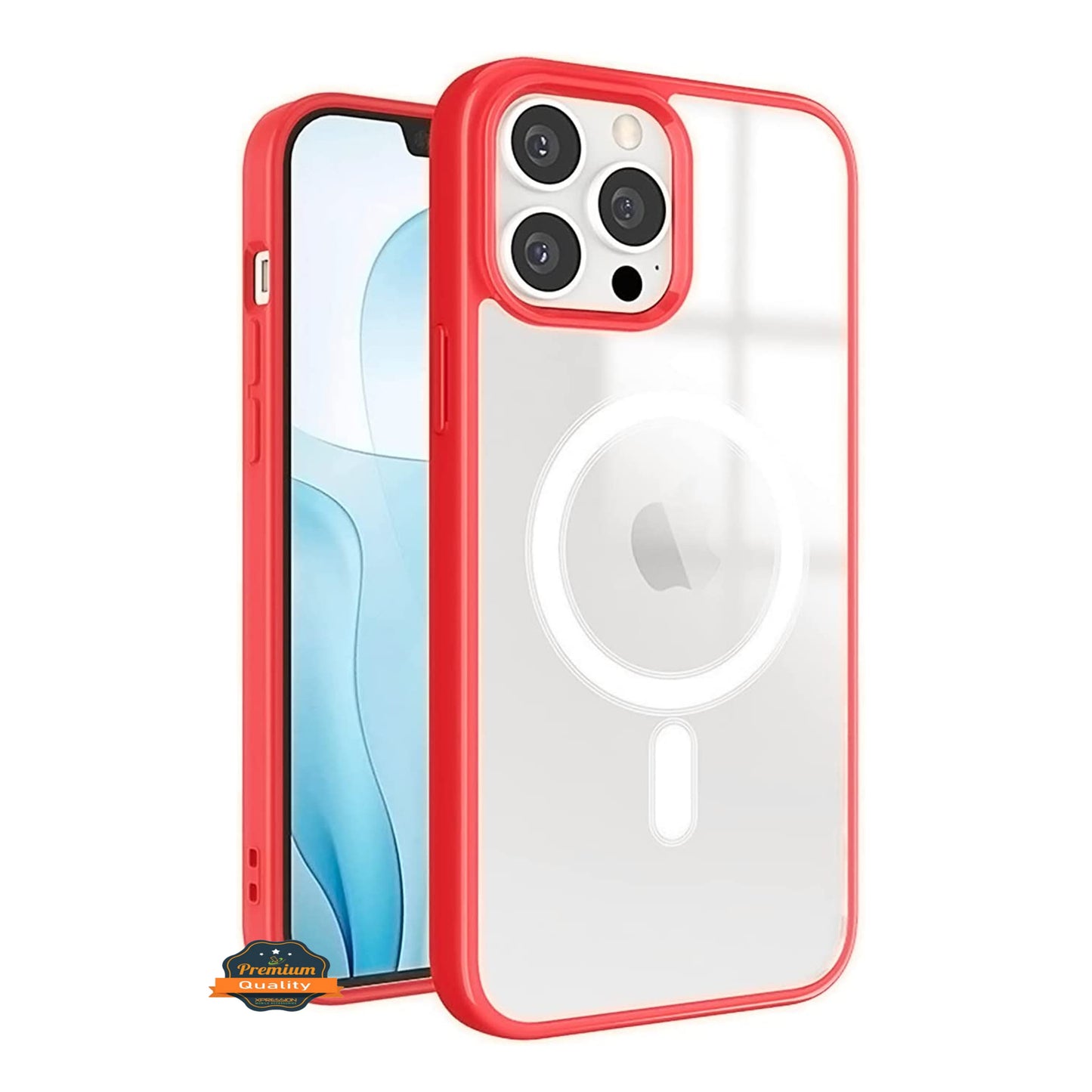 For Apple iPhone 15 Pro (6.1") Hybrid Clear Transparent Colors Edge Bumper with Magsafe Compatible, Slim Hard PC Phone Case Cover