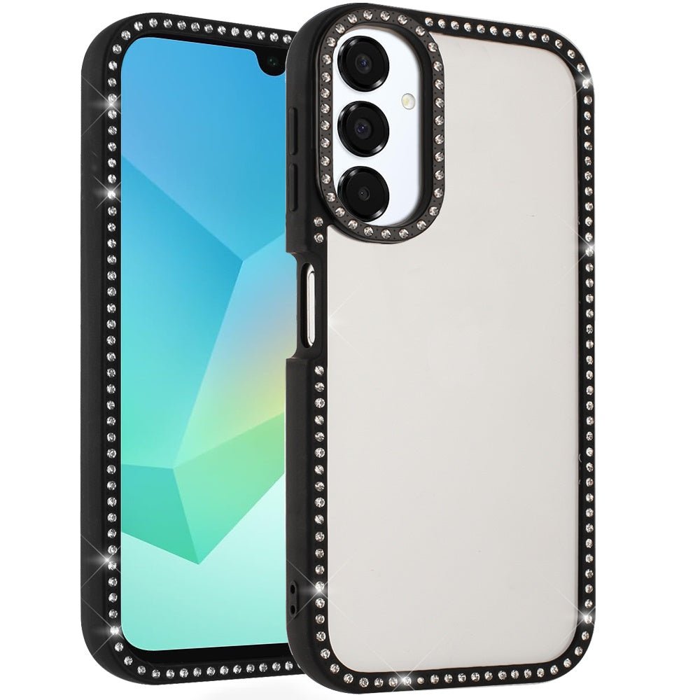 For Samsung Galaxy A16 5G Diamond Full Rhinestone Clear Hybrid Protective, Sparkly Bling Transparent Shockproof Bumper All Around Case Cover