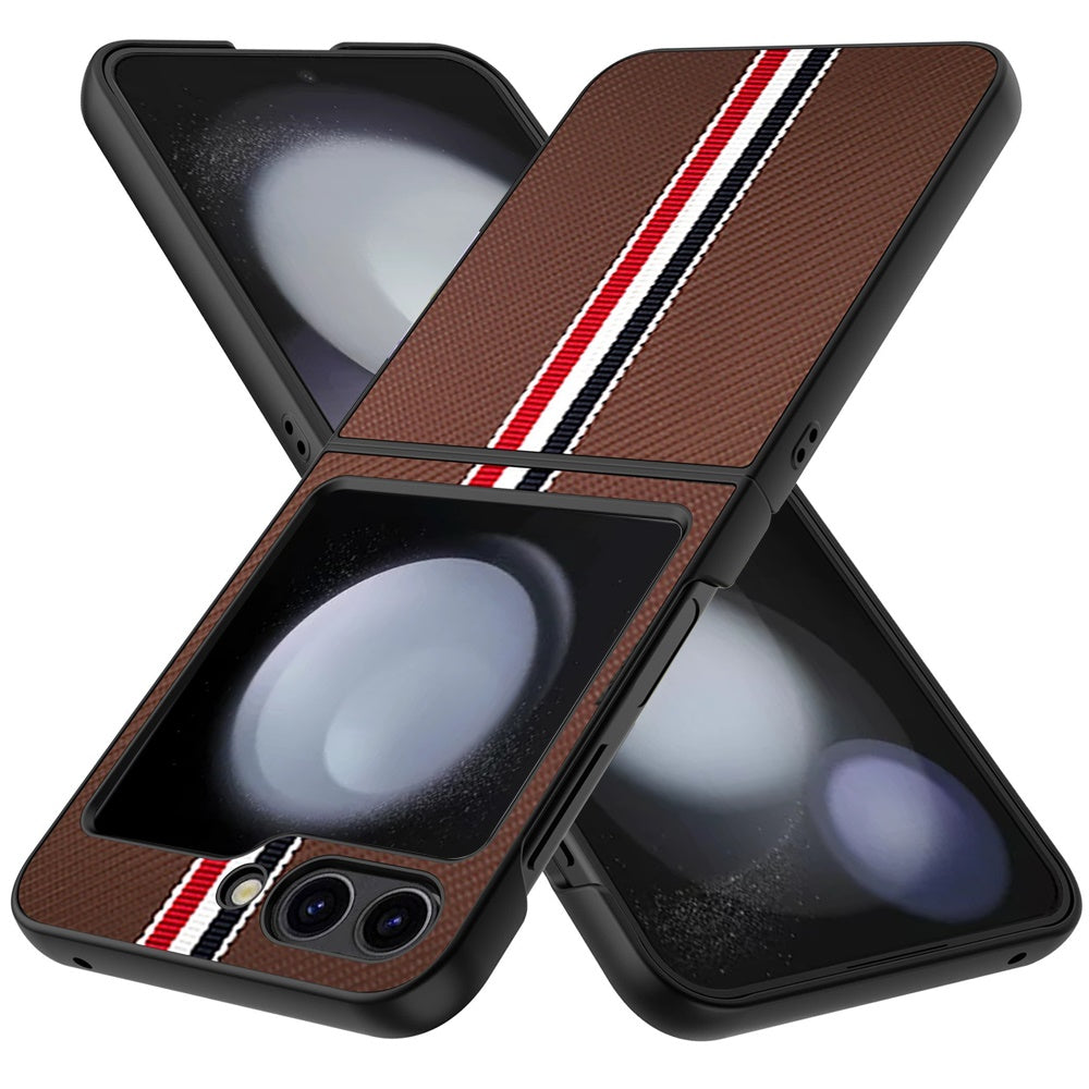 For Motorola Razr Ultra 2025 Velvet Fabric PU Vegan Leather, Premium Flip Design, Slim Snap-On Hard PC + TPU Case Cover Brown