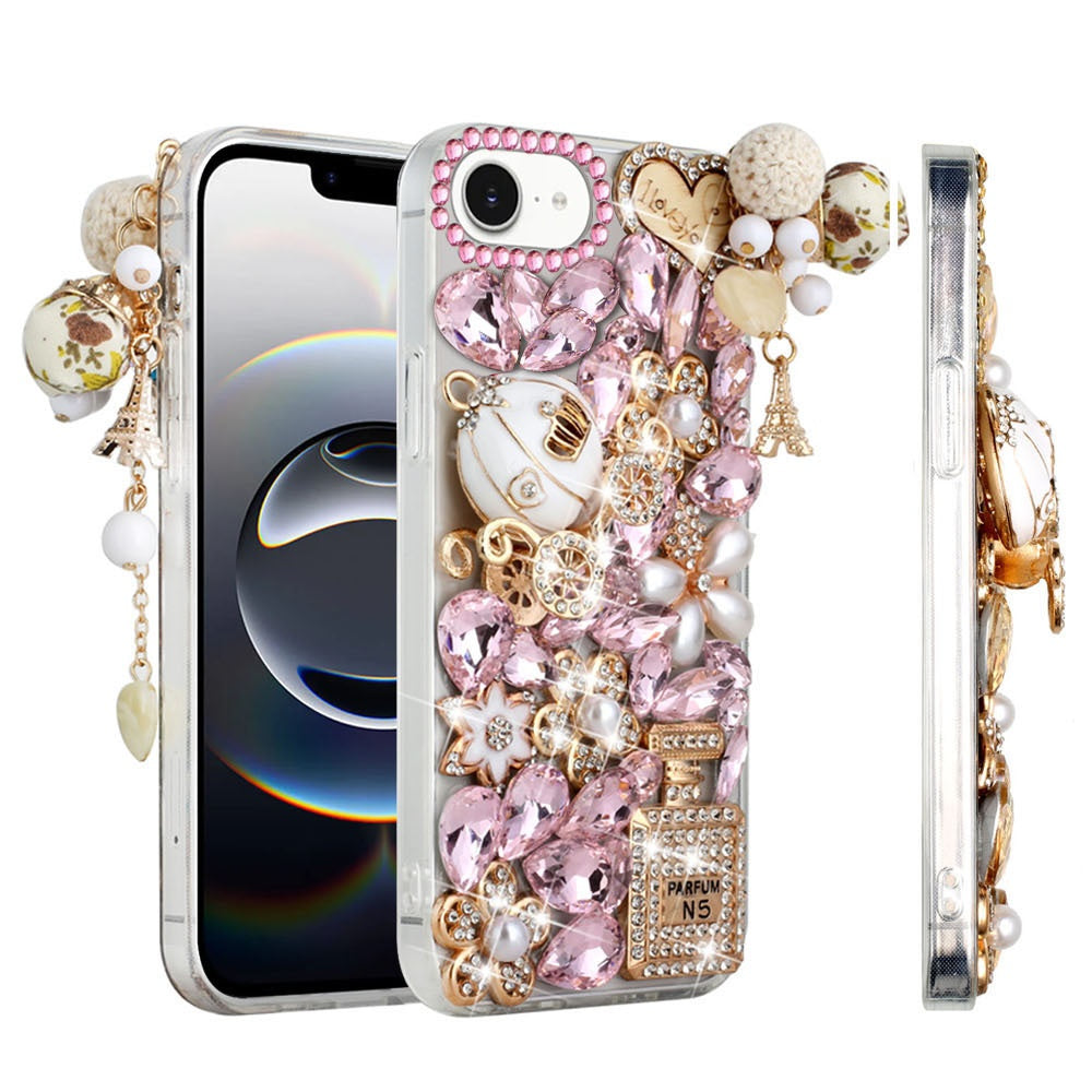 For Apple iPhone 16e (E edition) Bling Crystal 3D Full Diamonds Luxury Sparkle Rhinestone Hybrid Protective Case Cover