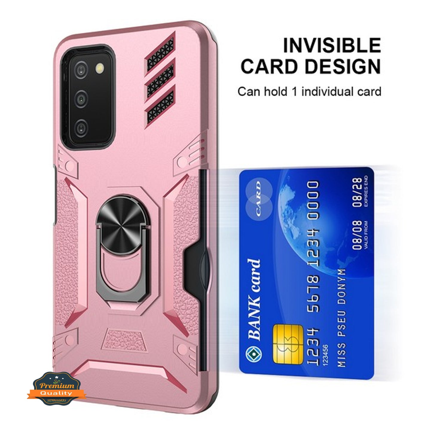 For Gabb Phone 4 Pro Invisible back Wallet Credit Card Holder with Ring Stand Kickstand Heavy Duty Slim Shockproof Hybrid Case Cover
