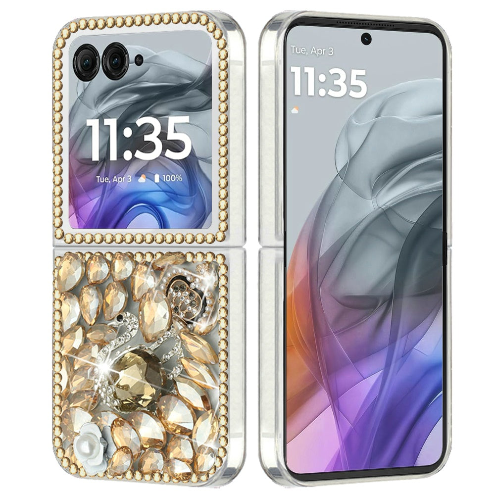 For Motorola Razr+ PLUS (2025 /2024) Bling Crystal 3D Full Diamonds Luxury Sparkle Rhinestone Hybrid Protective Case Cover