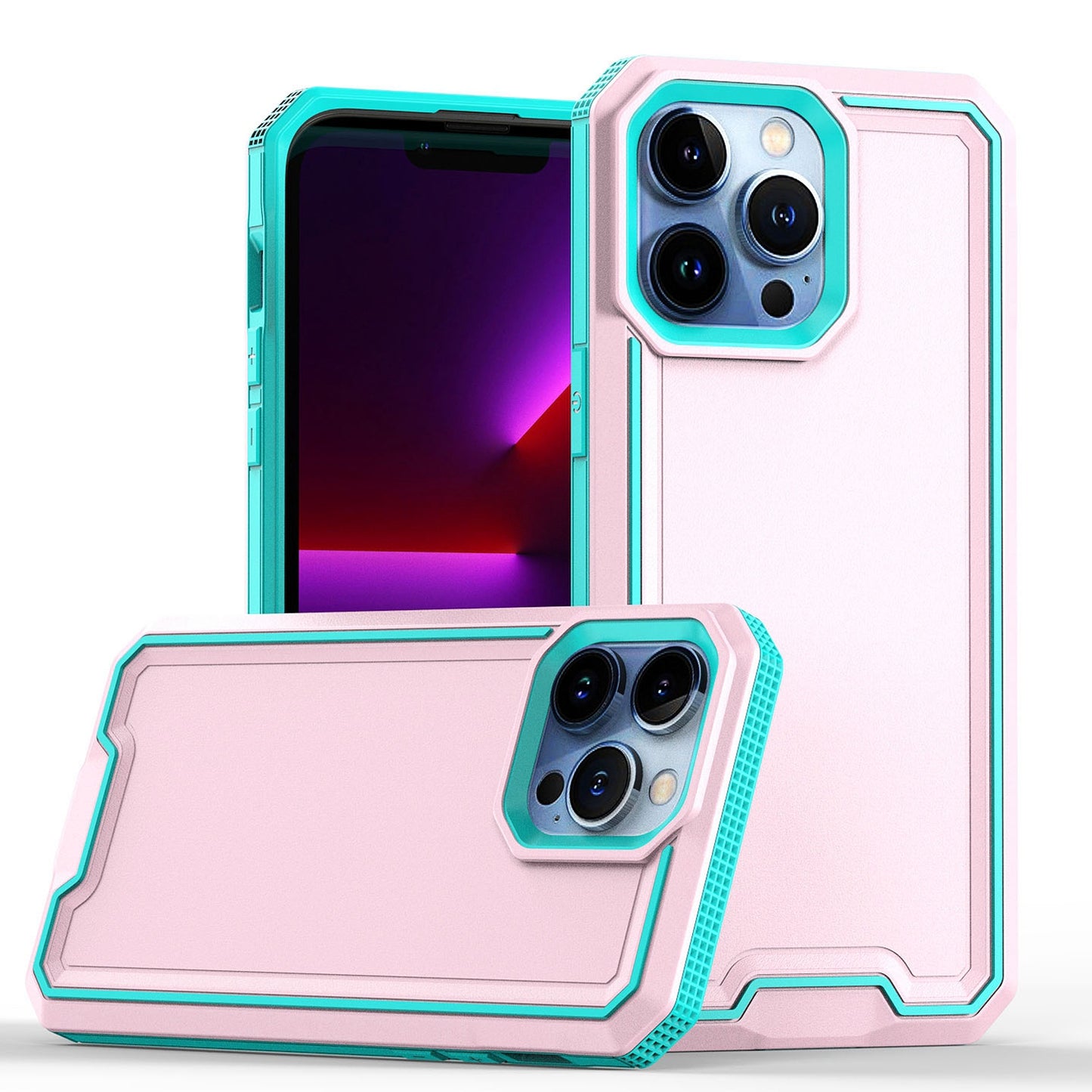 For Samsung Galaxy A16 5G Tough Modern Fused Hybrid Armor Hard PC + TPU Rubber Shockproof Drop Impact Protection Case Cover Pink