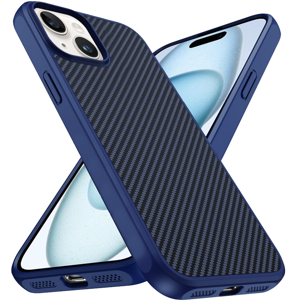 For Apple iPhone 16 Pro Max Carbon Fiber Design with Magnetic HQ 2.0mm Thick Hybrid Shockproof Rubber Hard PC Case Cover