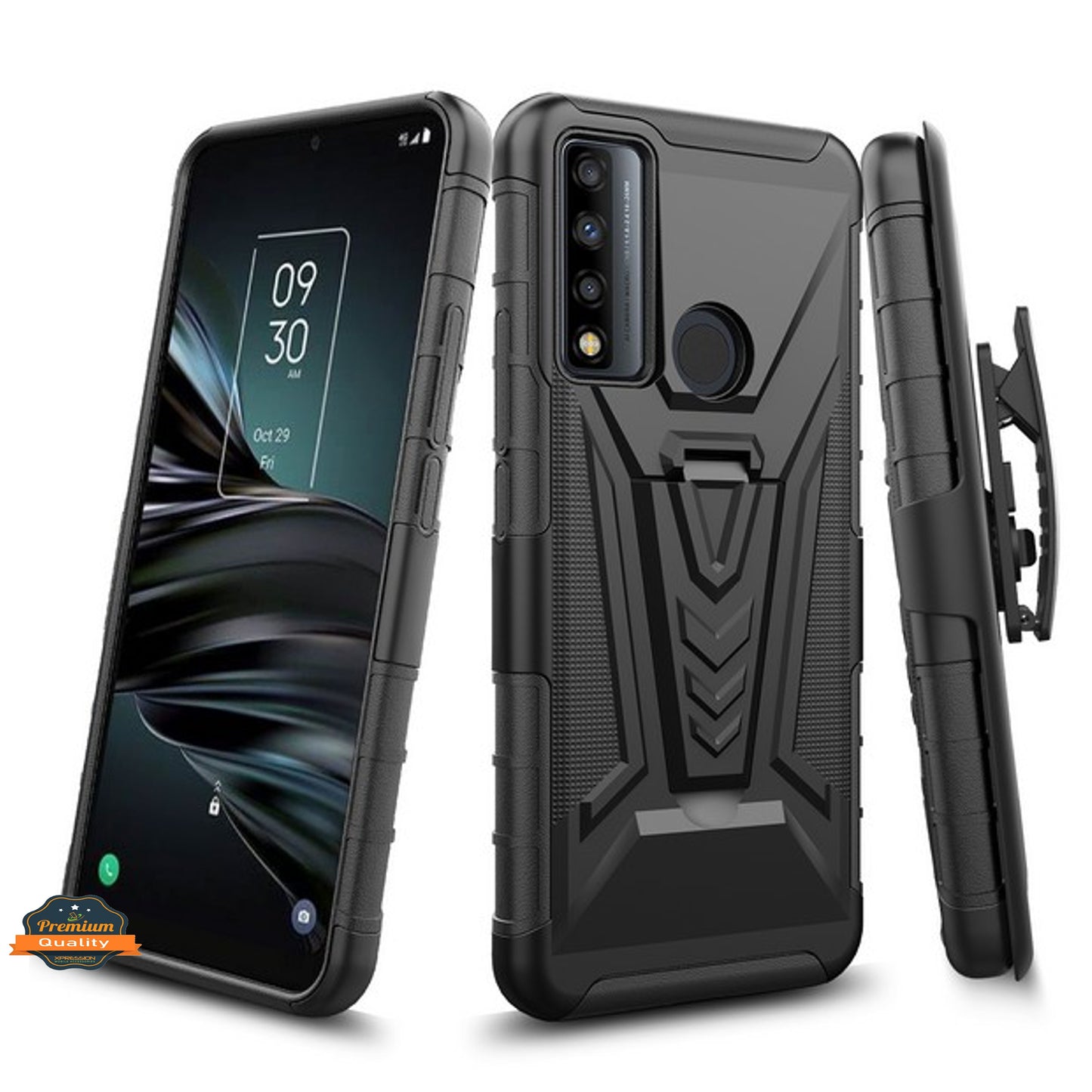 For Kyocera DuraSport 5G /C6930 Hybrid Armor Kickstand with Swivel Belt Clip Holster Heavy Duty 3 in 1 Shockproof Rugged Phone Case Cover