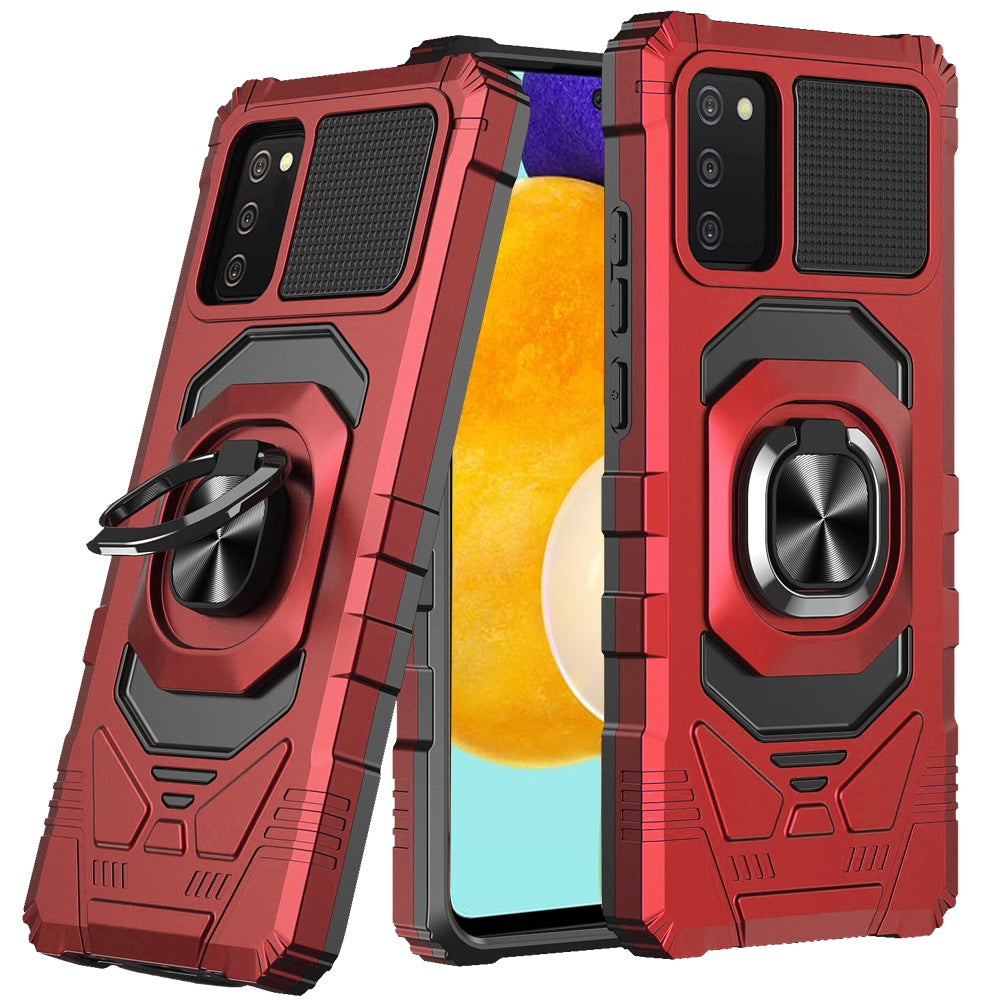 For Samsung Galaxy A03S Hybrid Dual Layer with Rotate Magnetic Ring Stand Holder Kickstand, Rugged Shockproof Protective Phone Case Cover