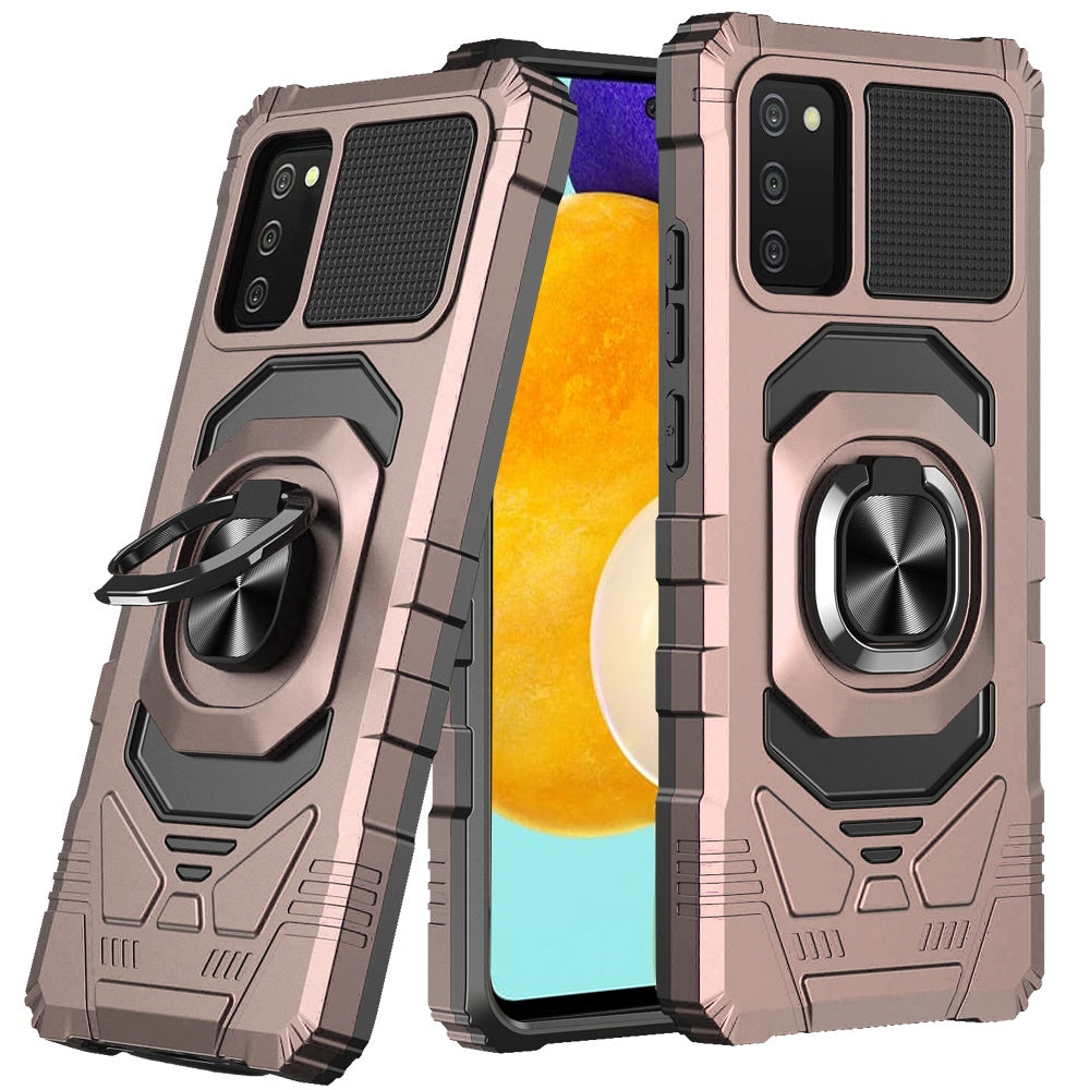 For Samsung Galaxy A03S Hybrid Dual Layer with Rotate Magnetic Ring Stand Holder Kickstand, Rugged Shockproof Protective Phone Case Cover