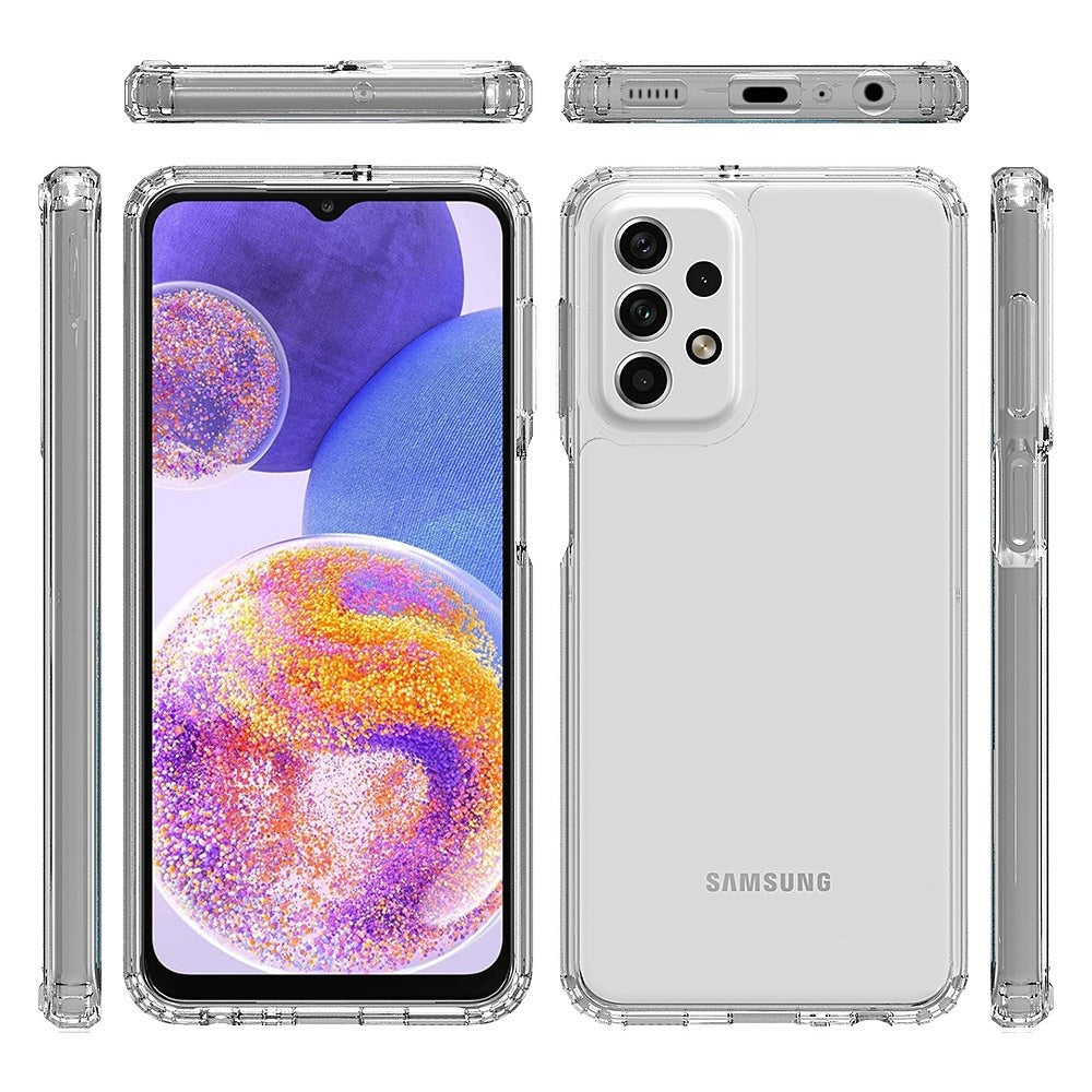 For Samsung Galaxy A23 5G Hybrid Crystal Clear Transparent Shock-Absorption Bumper with TPU + Hard PC Back Frame Phone Case Cover