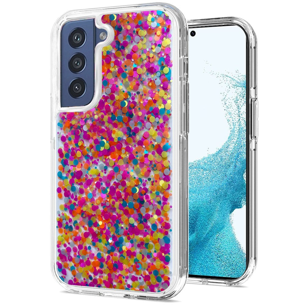 For Samsung Galaxy S22 /Plus Ultra Colorful Glitter Bling Sparkle Epoxy Glittering Shining Hybrid Hard PC Silicone Shockproof Phone Case Cover