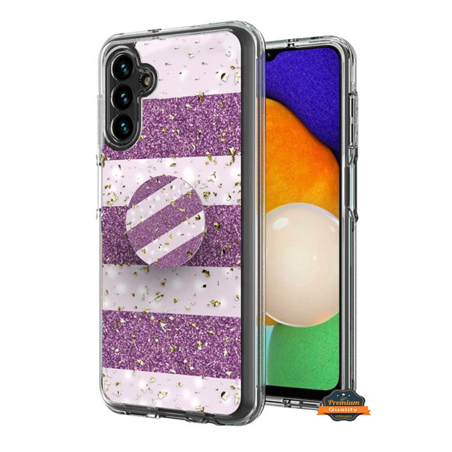 For Samsung Galaxy A13 5G Elegant Pattern Design Bling Glitter Hybrid Cases with Ring Stand Pop Up Finger Holder Kickstand Phone Case Cover