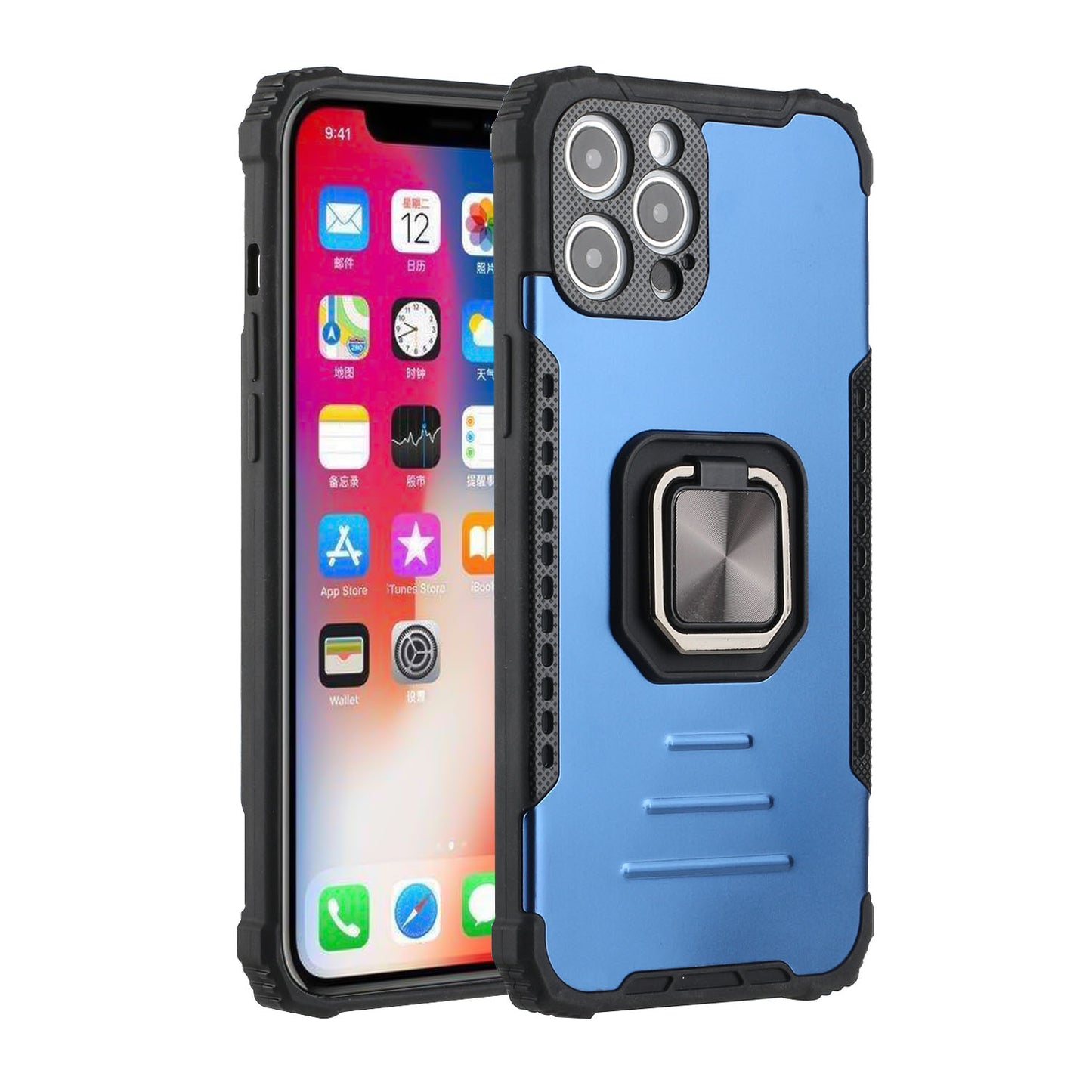 For Apple iPhone 11 (6.1") Hybrid with Stand Magnetic Ring Kickstand Bumper Shockproof Armor Heavy Duty Military Grade Phone Case Cover
