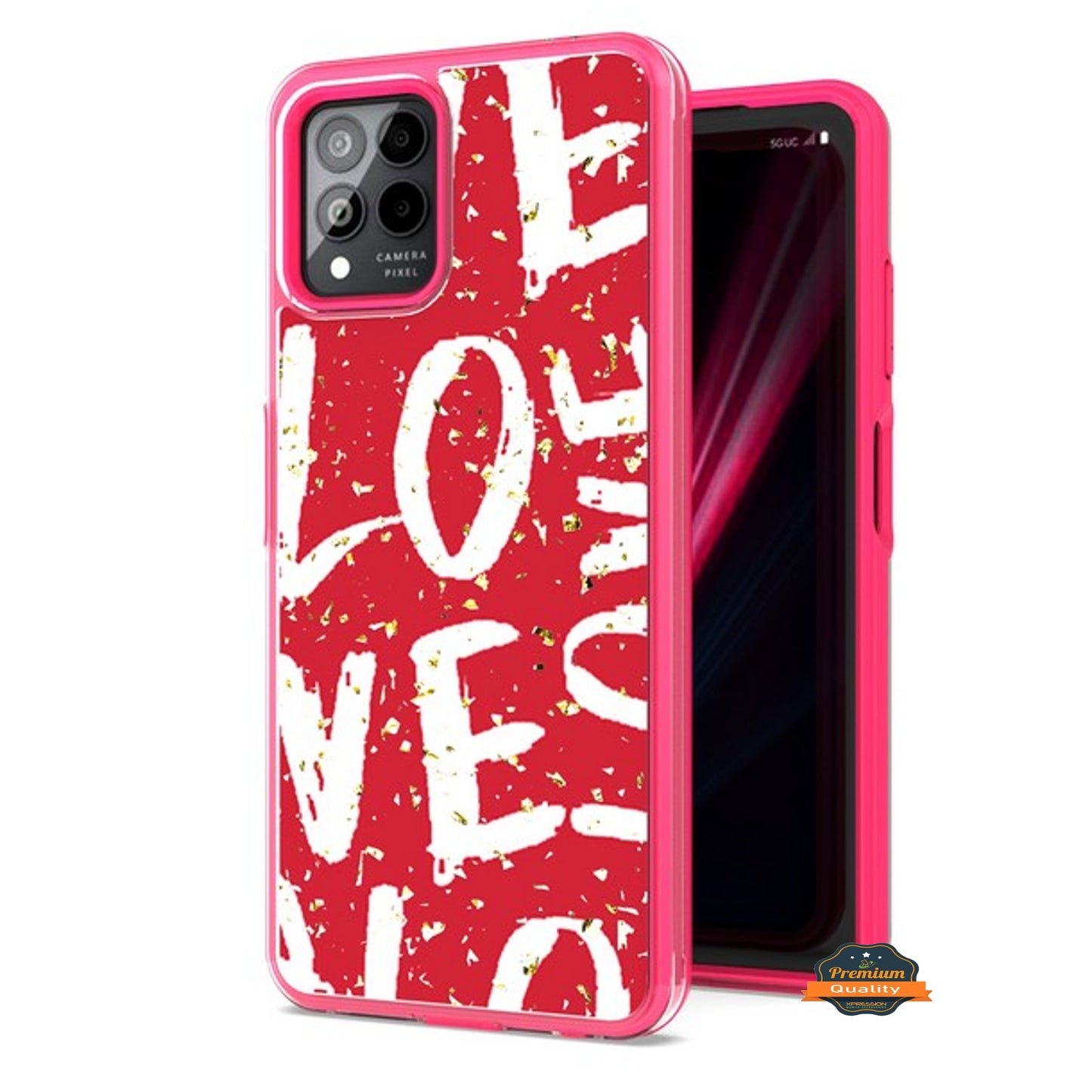 For T-Mobile Revvl 6 Pro 5G /Revvl 6 5G Pattern Design Bling Glitter Shockproof Hybrid Soft TPU Frame and Hard PC Back Phone Case Cover