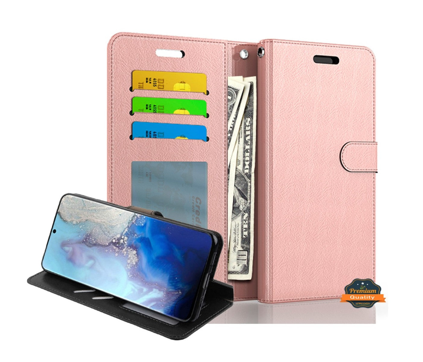 For Samsung Galaxy A13 5G Wallet PU Leather Pouch with Credit Card Slots ID Money Pocket, Stand & Strap Flip Pouch Protective Phone Case Cover