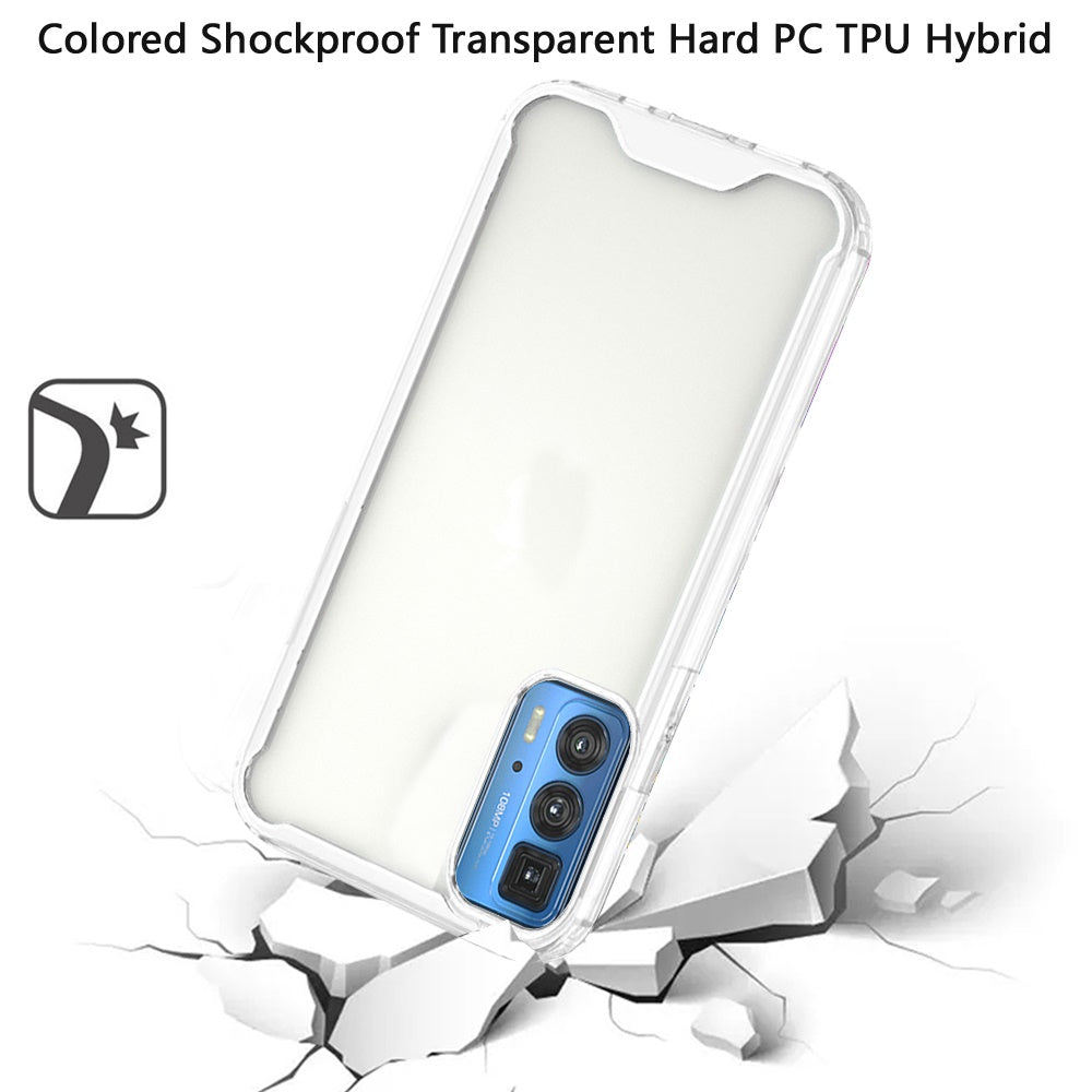 For Motorola Edge 20 Pro Colored Shockproof Transparent Hard PC + Rubber TPU Hybrid Bumper Shell Ultra Thin Slim Protective Phone Case Cover