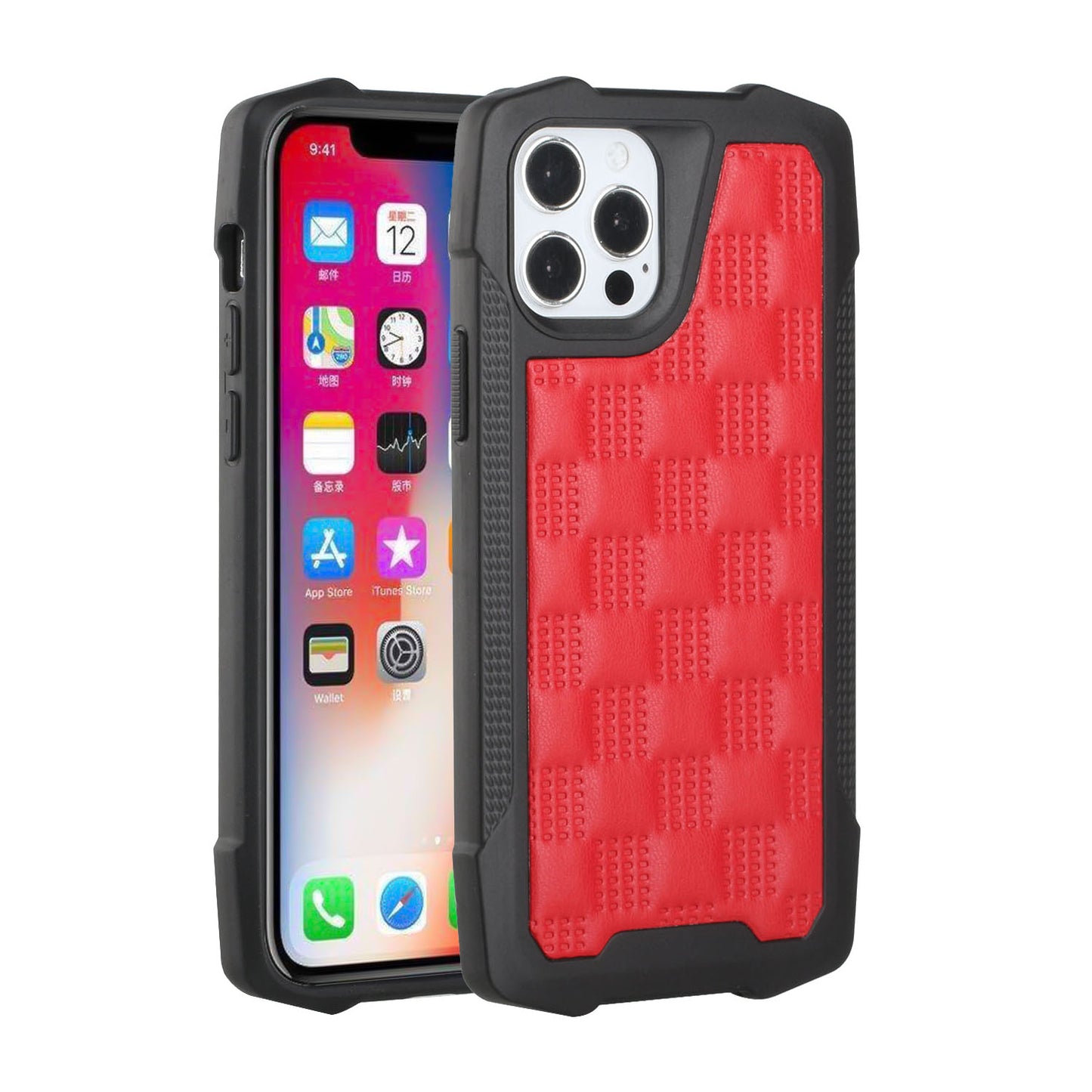 For Samsung Galaxy A02S PU Leather Design Lines Hybrid PC Hard Shockproof Armor Shell Bumper Soft Rubber Protection Phone Case Cover