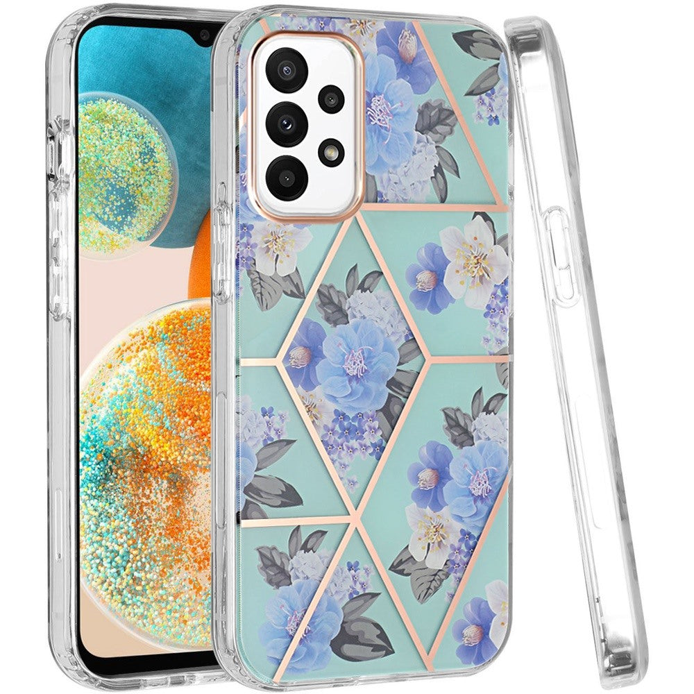 For Samsung Galaxy A23 5G Fashion Floral IMD Design Flower Pattern Hybrid Protective Hard Rubber TPU Slim Back Phone Case Cover