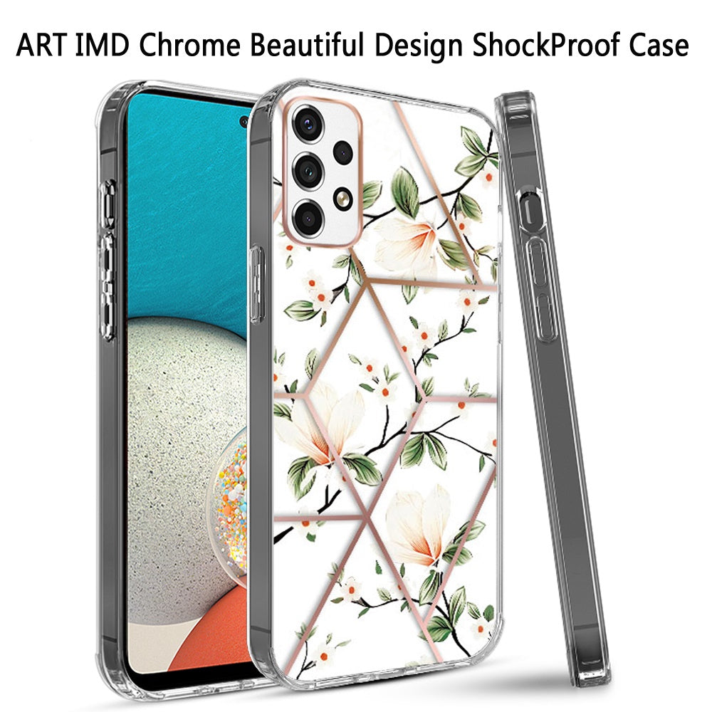 For Samsung Galaxy A53 5G Fashion Art Floral IMD Design Beautiful Flower Pattern Hybrid Protective Hard PC TPU Slim Back Phone Case Cover