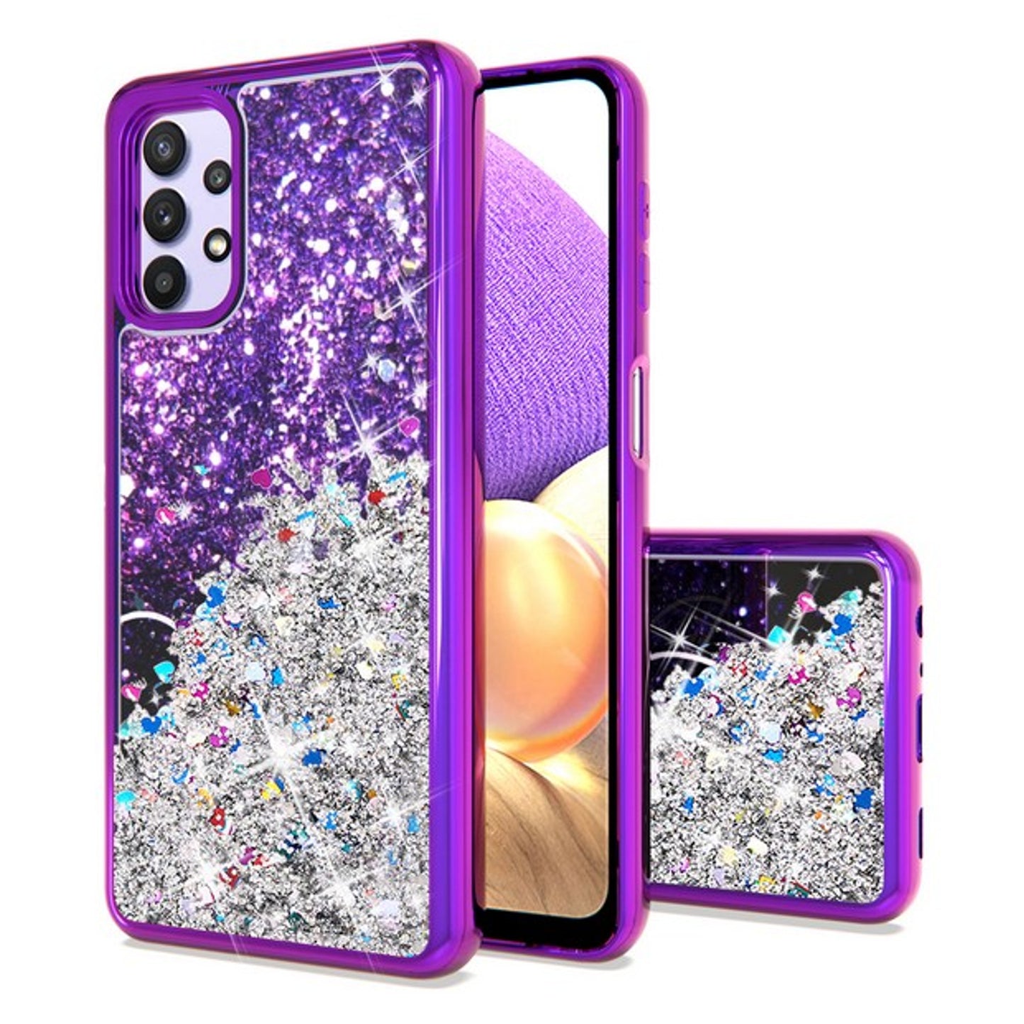 For Apple iPhone 13 Mini (5.4") Pretty Fashion Pattern Plating Design Bling Shiny Moving Glitter Liquid Quicksand TPU Hybrid Rubber Phone Case Cover