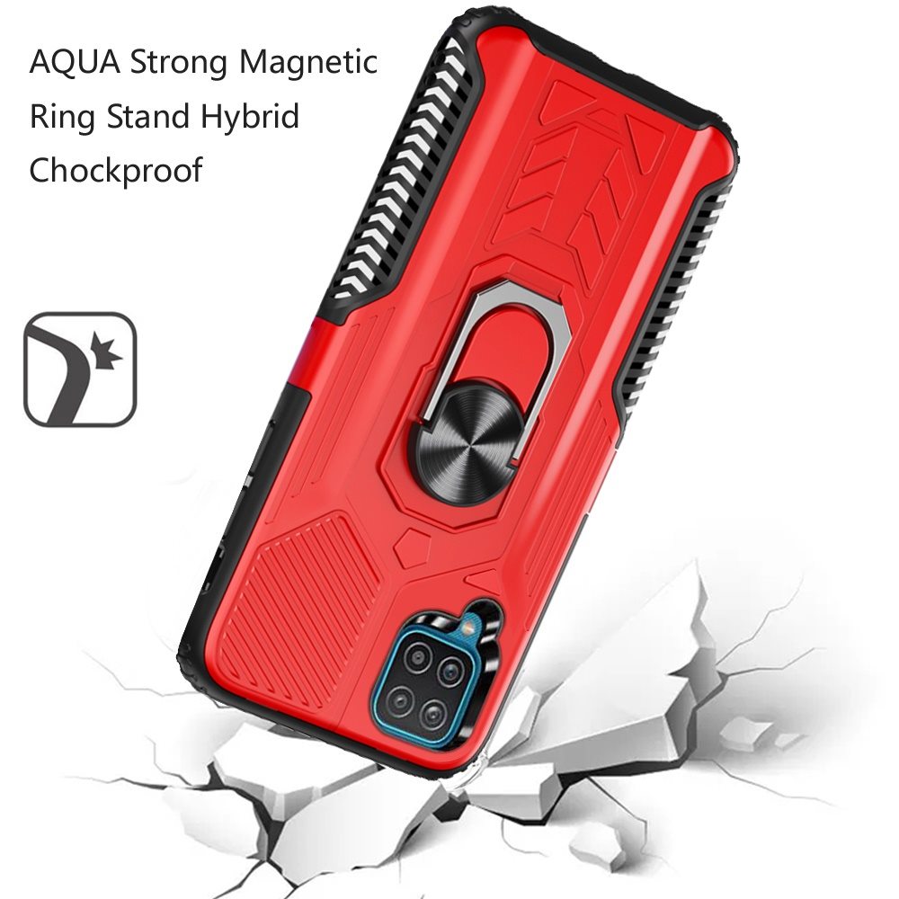 For Samsung Galaxy A12 5G Military Grade Hybrid Heavy Duty 2 in 1 Protective Hard PC and Soft Silicone with Ring Stand Holder Phone Case Cover