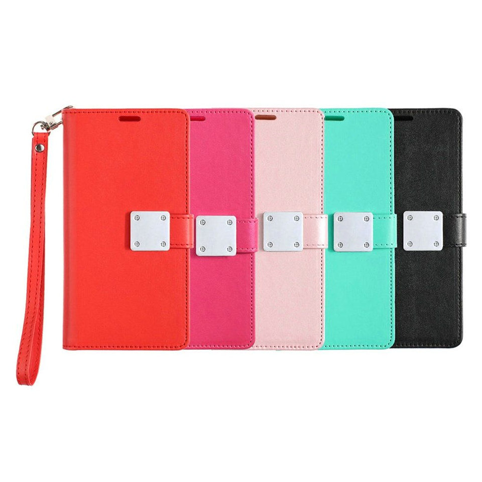 For Samsung Galaxy A02S Wallet Case PU Leather Credit Card ID Cash Holder Slot Dual Flip Pouch with Stand and Strap Black Phone Case Cover