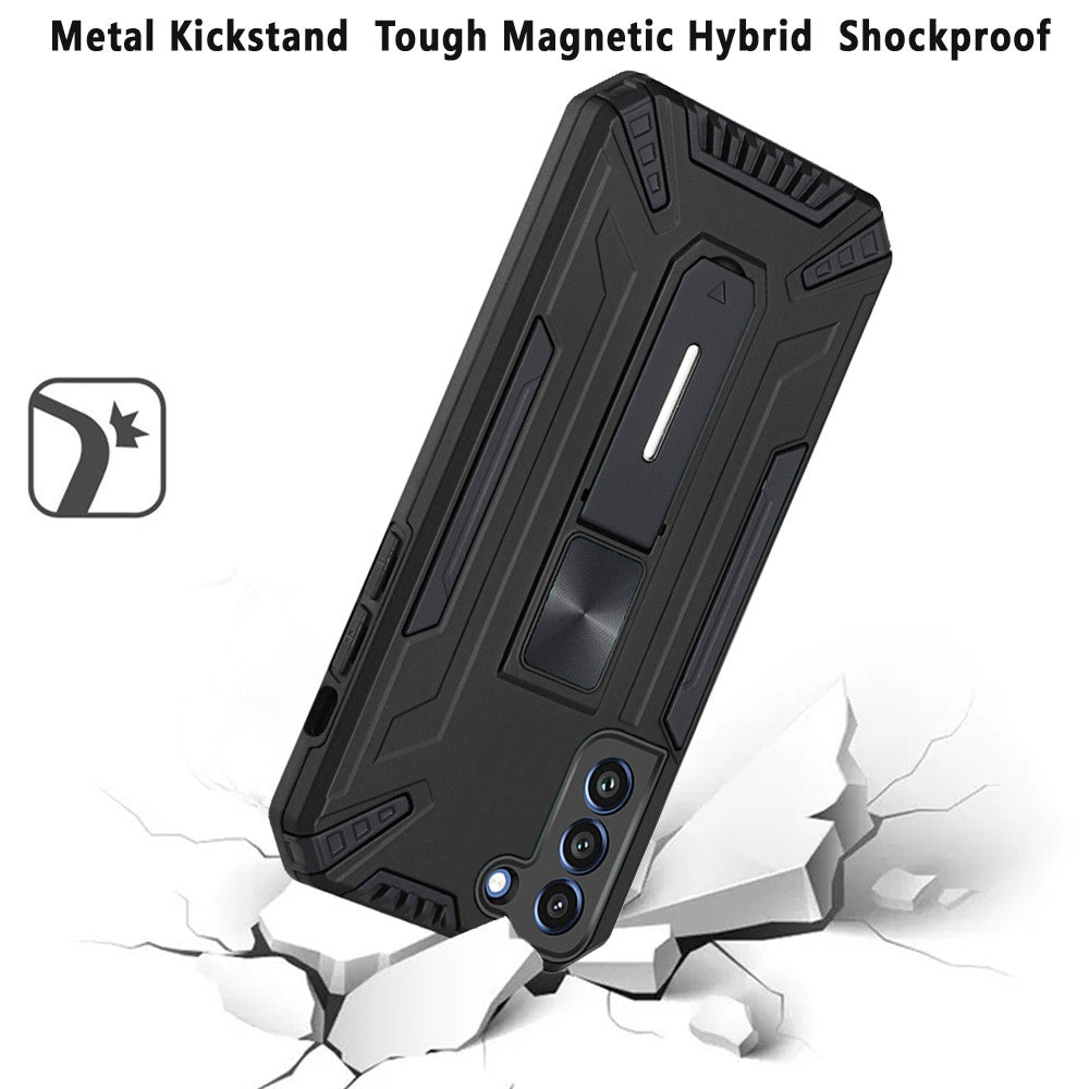 For Samsung Galaxy S21 FE /Fan Edition Hybrid Military Grade Tough Magnetic Rugged with Built-in Hidden Kickstand Shockproof Hard Phone Case Cover