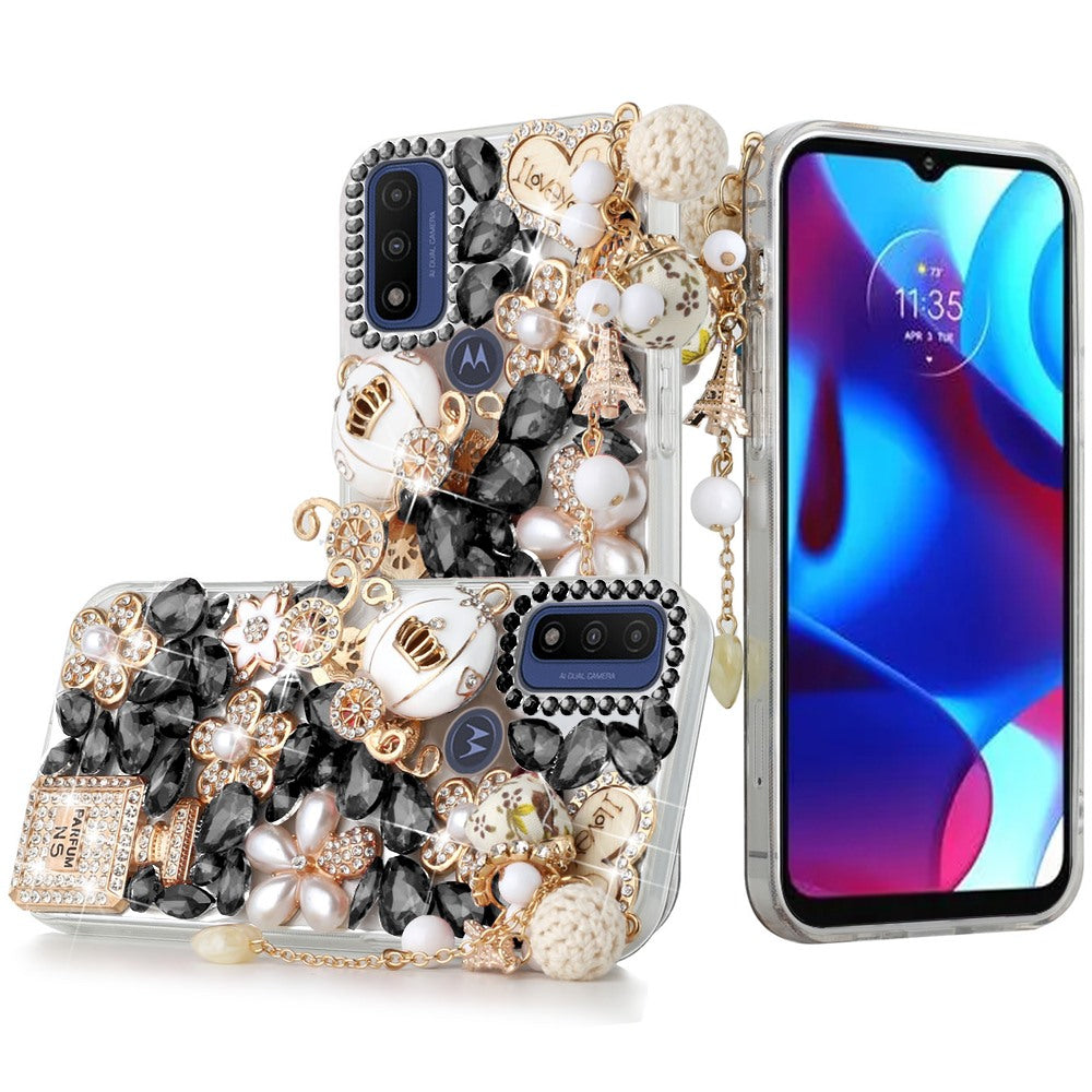 For Motorola Moto G Power 2022 Bling Clear Crystal 3D Full Diamonds Luxury Sparkle Transparent Rhinestone Hybrid Bumper Phone Case Cover