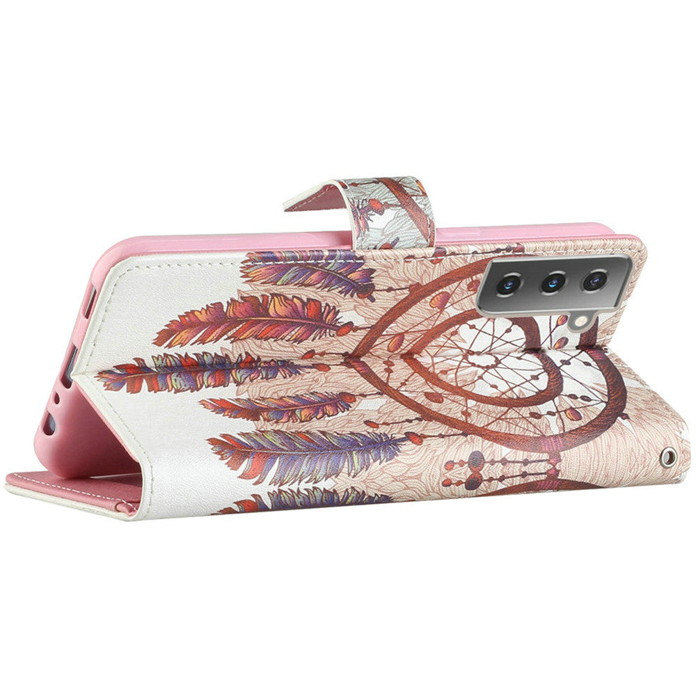 For Samsung Galaxy A22 5G Design Wallet Case ID Money Credit Card Holder Leather Folio Pocket Flip Pouch & Strap Phone Case Cover