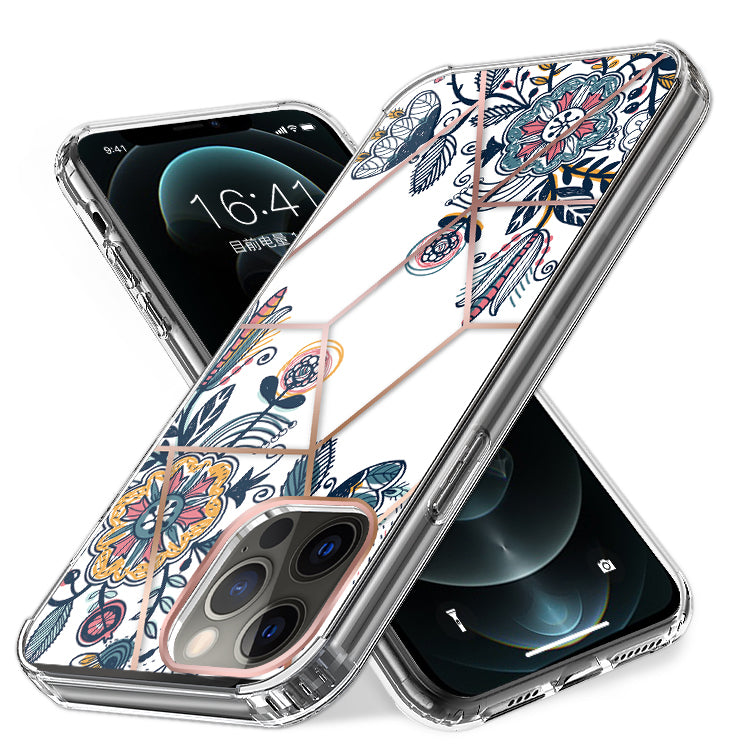 For Apple iPhone 14 Plus (6.7") Fashion Art Floral IMD Design Beautiful Flower Pattern Hybrid Protective Hard Phone Case Cover