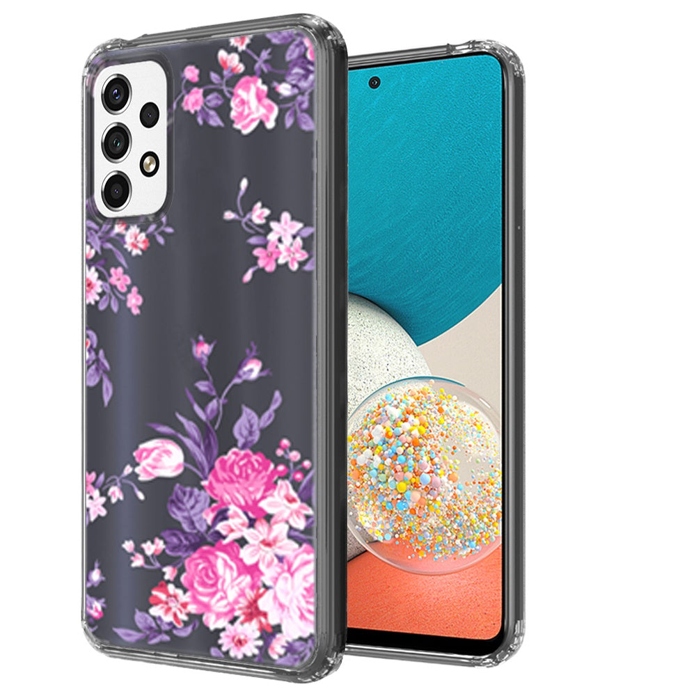 For Samsung Galaxy A53 5G Cases Pattern Design Ultra Thin Clear Hybrid Rubber Gummy TPU Grip + Hard PC Back Shockproof Phone Case Cover
