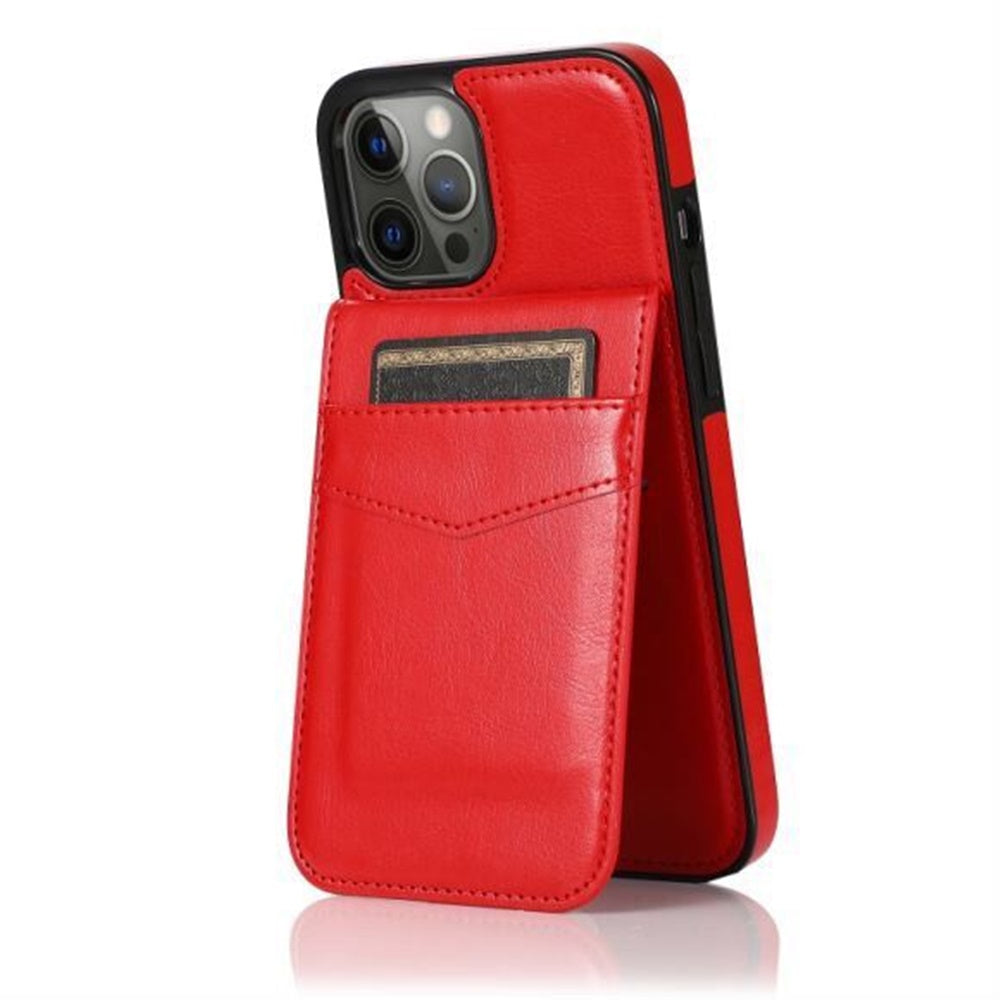 For Apple iPhone 13 Pro Max Wallet Case with Credit Card Holder Vertical Leather Kickstand Magnetic Buttons Flip Pouch Phone Case Cover