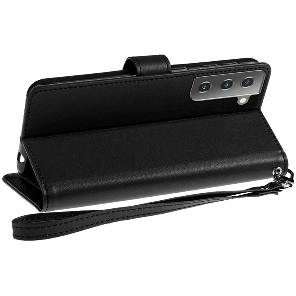 For Samsung Galaxy A03 Core Wallet Case PU Leather Credit Card ID Pocket Cash Holder Slot Dual Flip Pouch Folio Stand, Strap Black Phone Case Cover