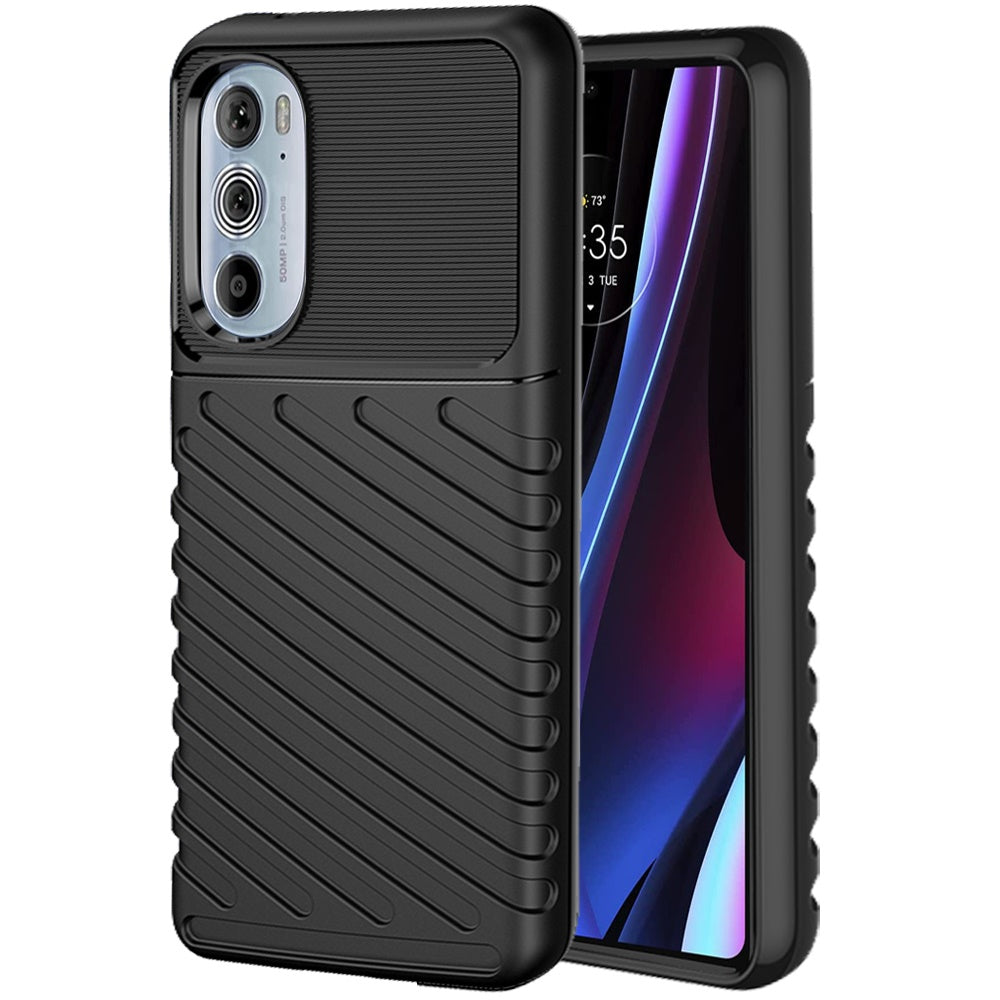 For Motorola Edge+ 2022 /Edge Plus Rugged Hybrid Hard PC Silicone Gel TPU Bumper Texture Shockproof Anti Slip Protective Stylish Phone Case Cover