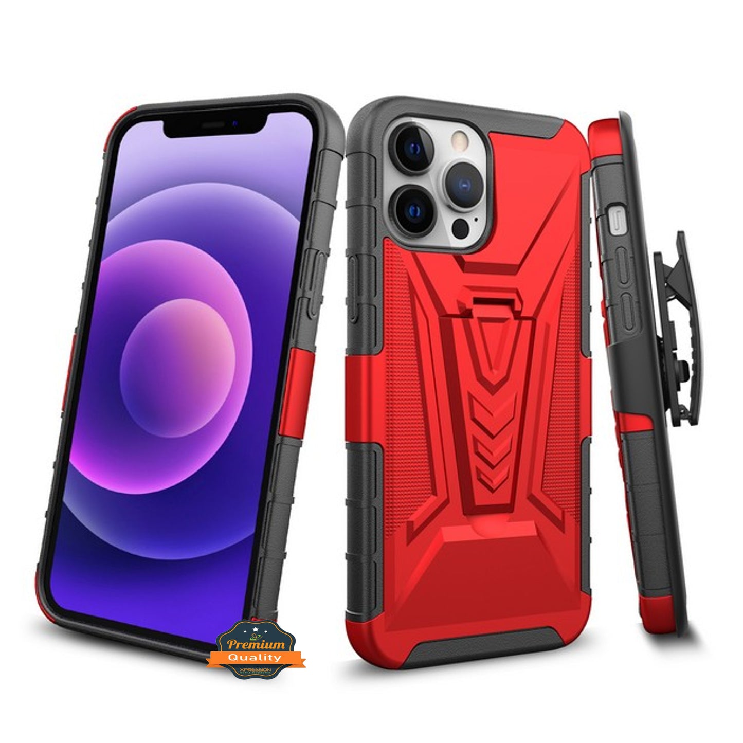 For Apple iPhone 13 /Pro Max /Mini Hybrid Armor Kickstand with Swivel Belt Clip Holster Heavy Duty 3 in 1 Defender Shockproof Rugged Phone Case Cover