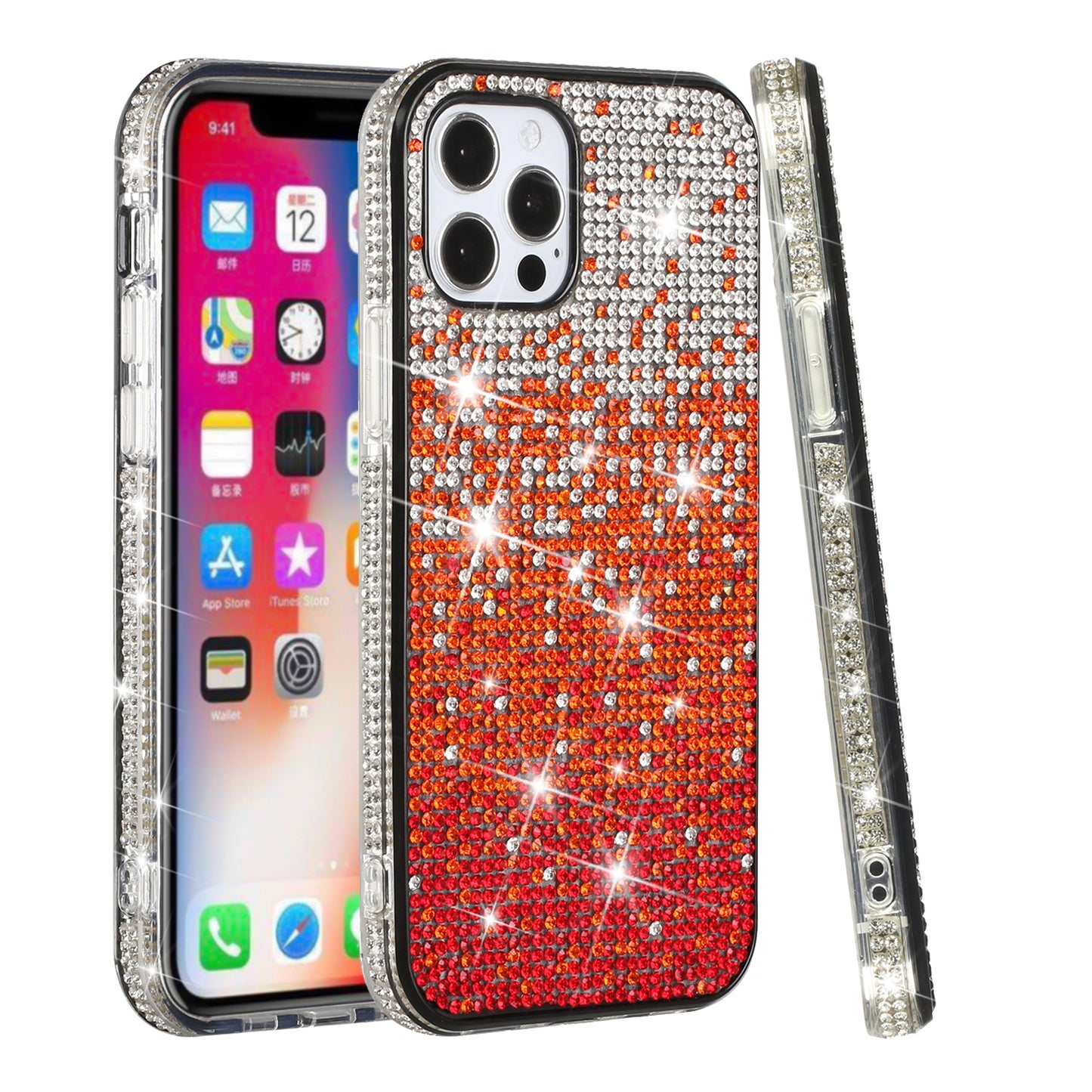 For Apple iPhone 14 /Plus Pro Max Glitter Bling Ultra Thin TPU Sparkle Diamond Rhinestone Shiny Full Cover Crystal Stones Phone Case Cover