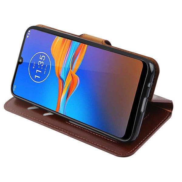 For Motorola Moto E6 Plus PU Leather Wallet with Credit Card Holder Storage Folio Flip Pouch Stand Phone Case Cover