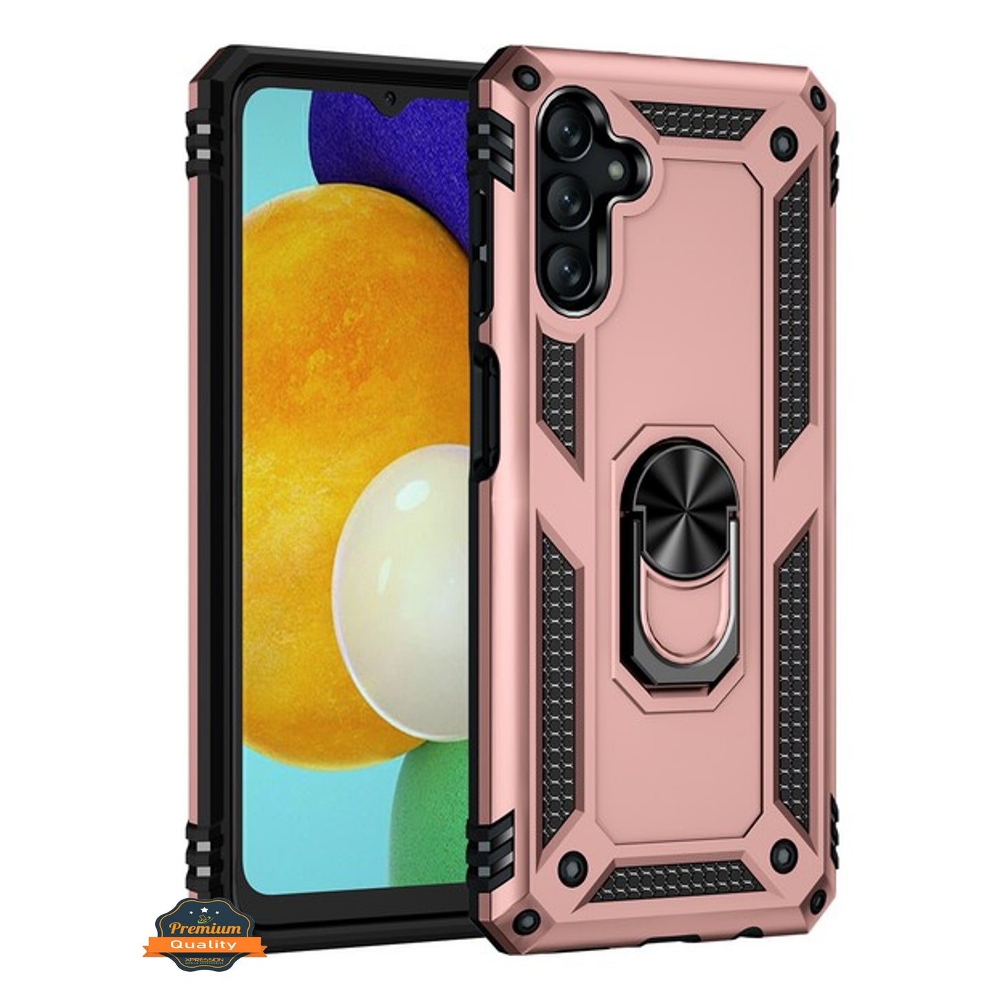 For Samsung Galaxy A13 5G Shockproof Hybrid Dual Layer PC + TPU with Ring Stand Metal Kickstand Heavy Duty Rugged Armor Shell Phone Case Cover