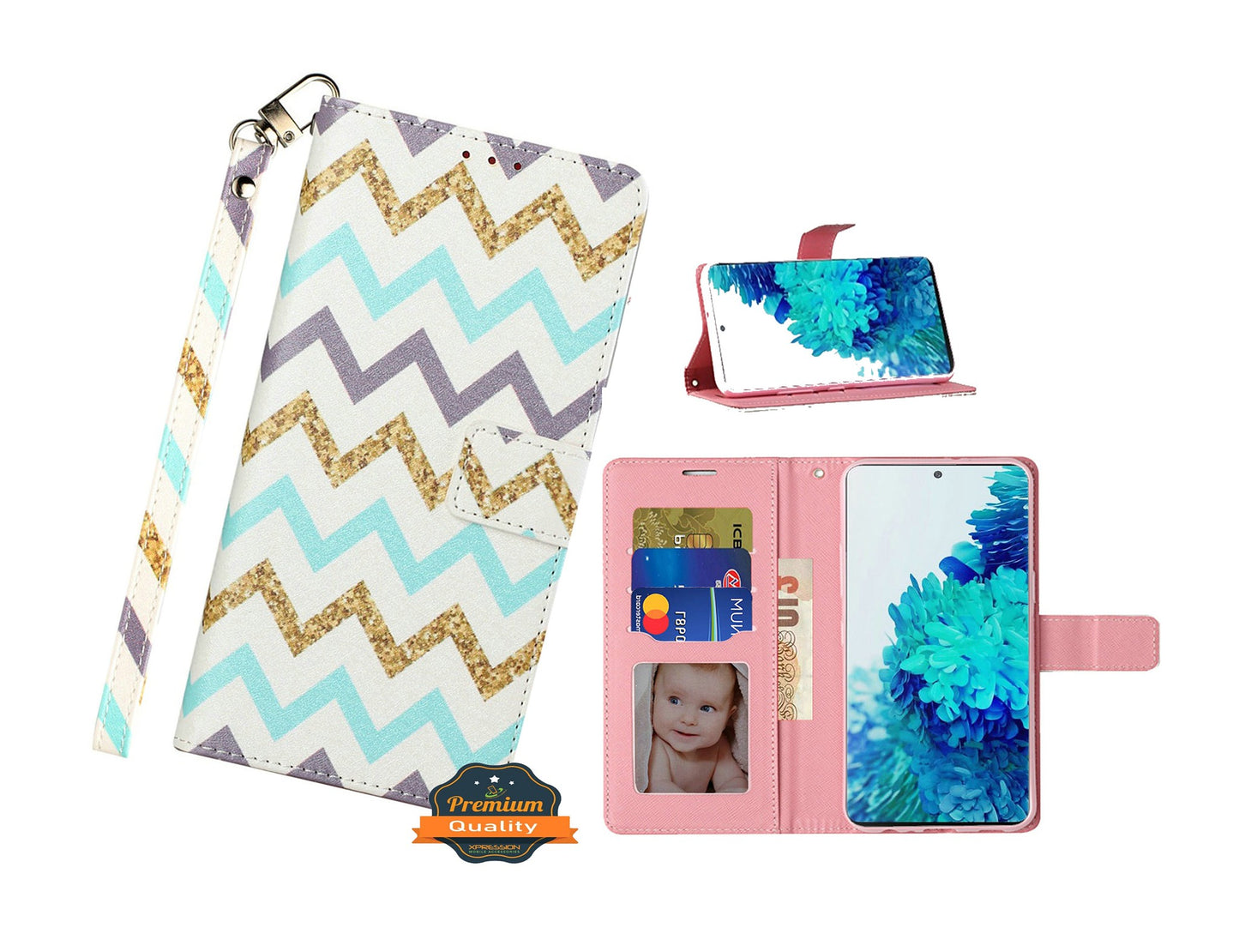 For Samsung Galaxy A22 5G Design Wallet Case ID Money Credit Card Holder Leather Folio Pocket Flip Pouch & Strap Phone Case Cover