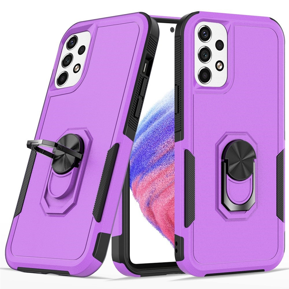 For Samsung Galaxy A53 5G Hybrid Rugged Hard Drop-Proof 3 Layer Protection Military Grade Armor with Metal Ring Stand Phone Case Cover